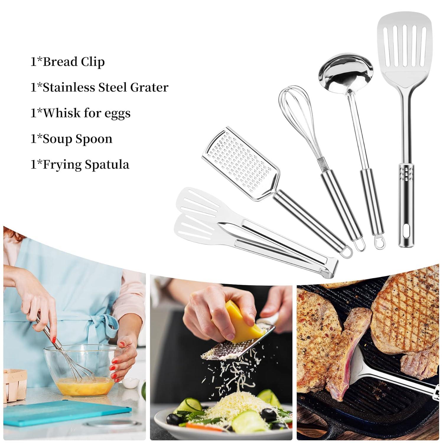 Camping Cooking Utensils Set, Stainless Steel Grill Tools, Camping BBQ Cookware Gear and Equipment for Travel Tenting RV Van Picnic Portable Kitchen Essentials Accessories