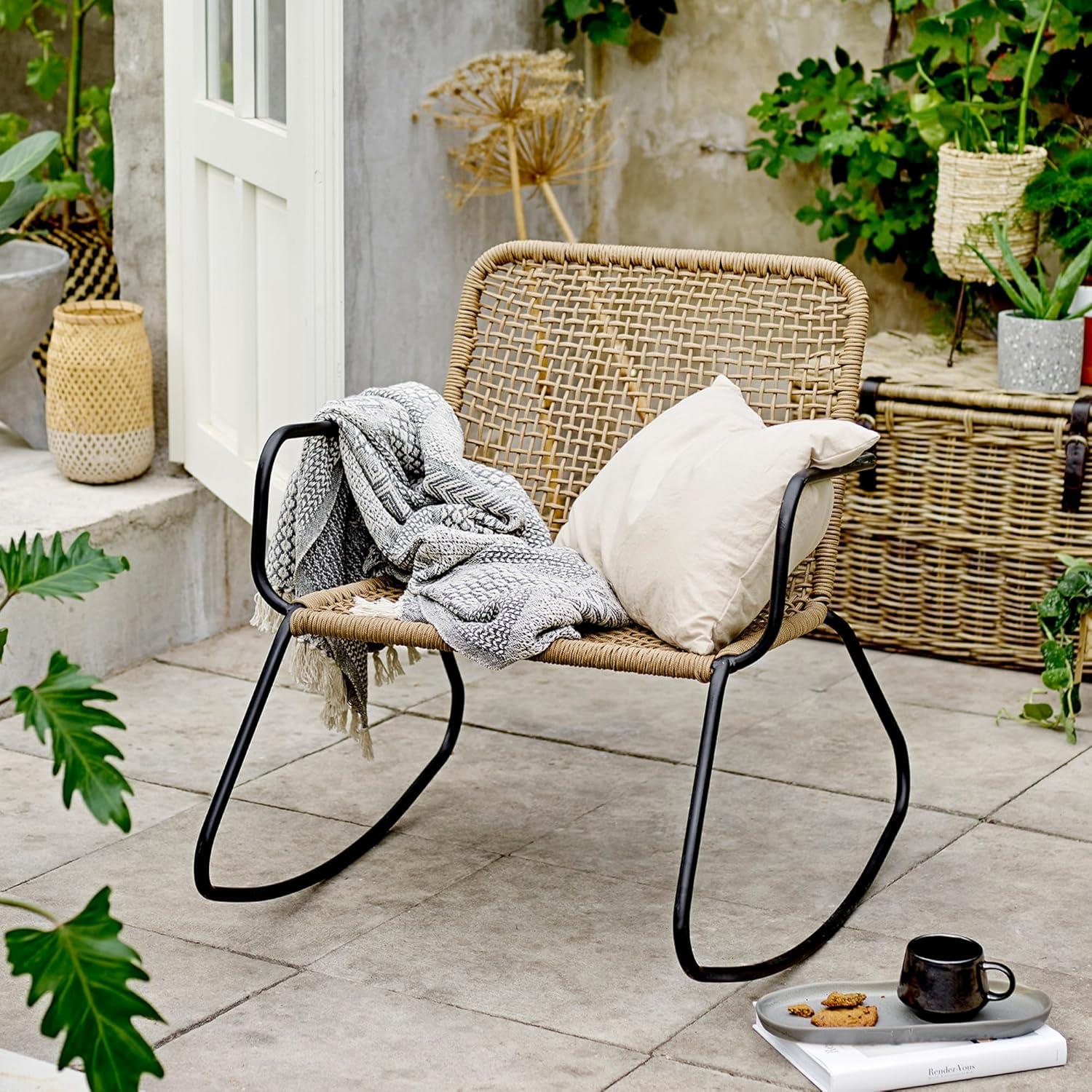 Grey Cotton Blend Knit Throw with Fringe