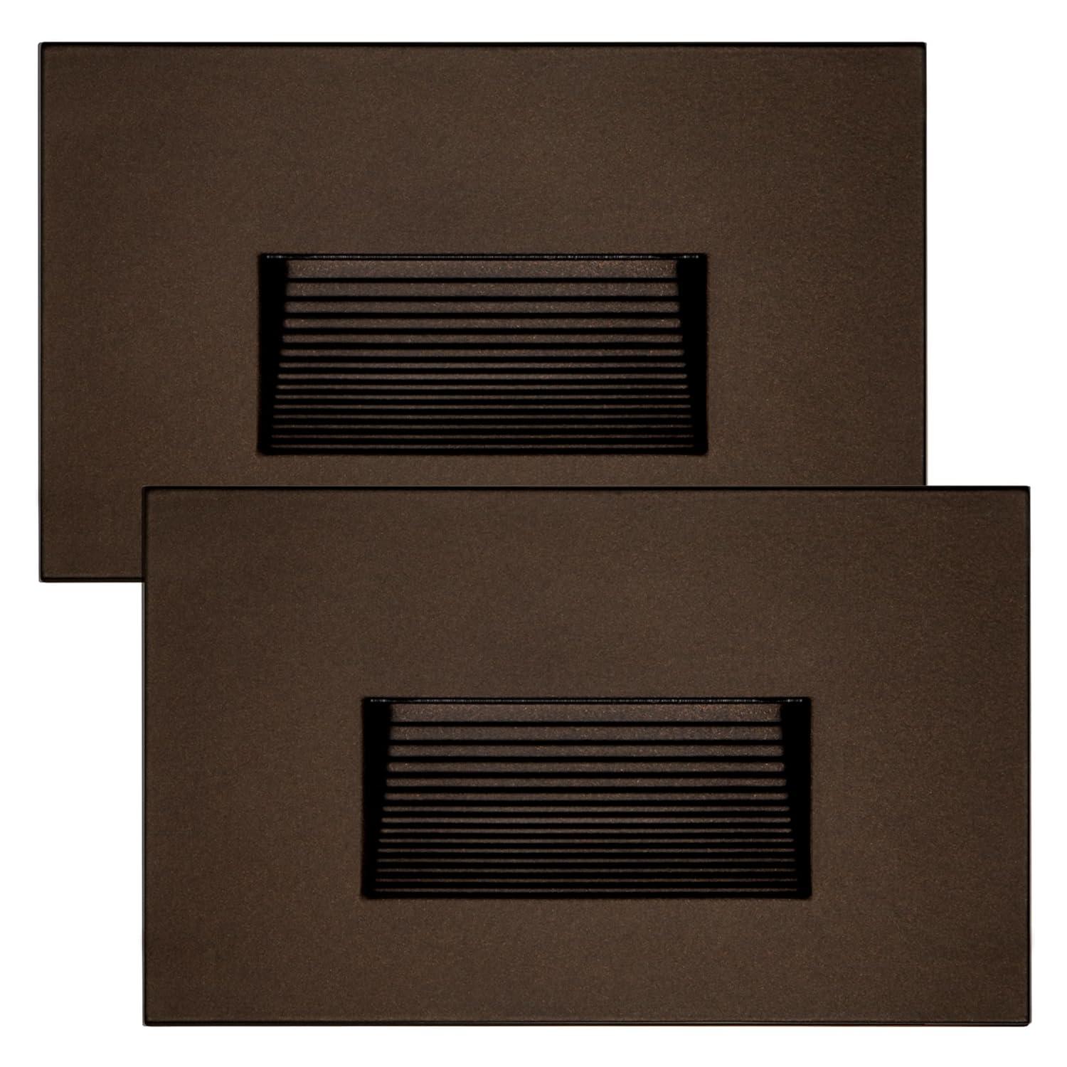 Maxxima Horizontal LED Step Light, Indoor/Outdoor Stair Light, 3 CCT Color Selectable 3000K, 4000K, 5000K, 50 Lumens, Oil Rubbed Bronze, 2-Pack