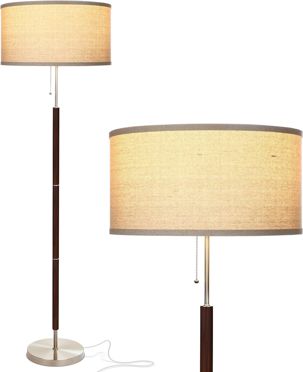 Silver Stick Modern LED Floor Lamp with Linen Shade