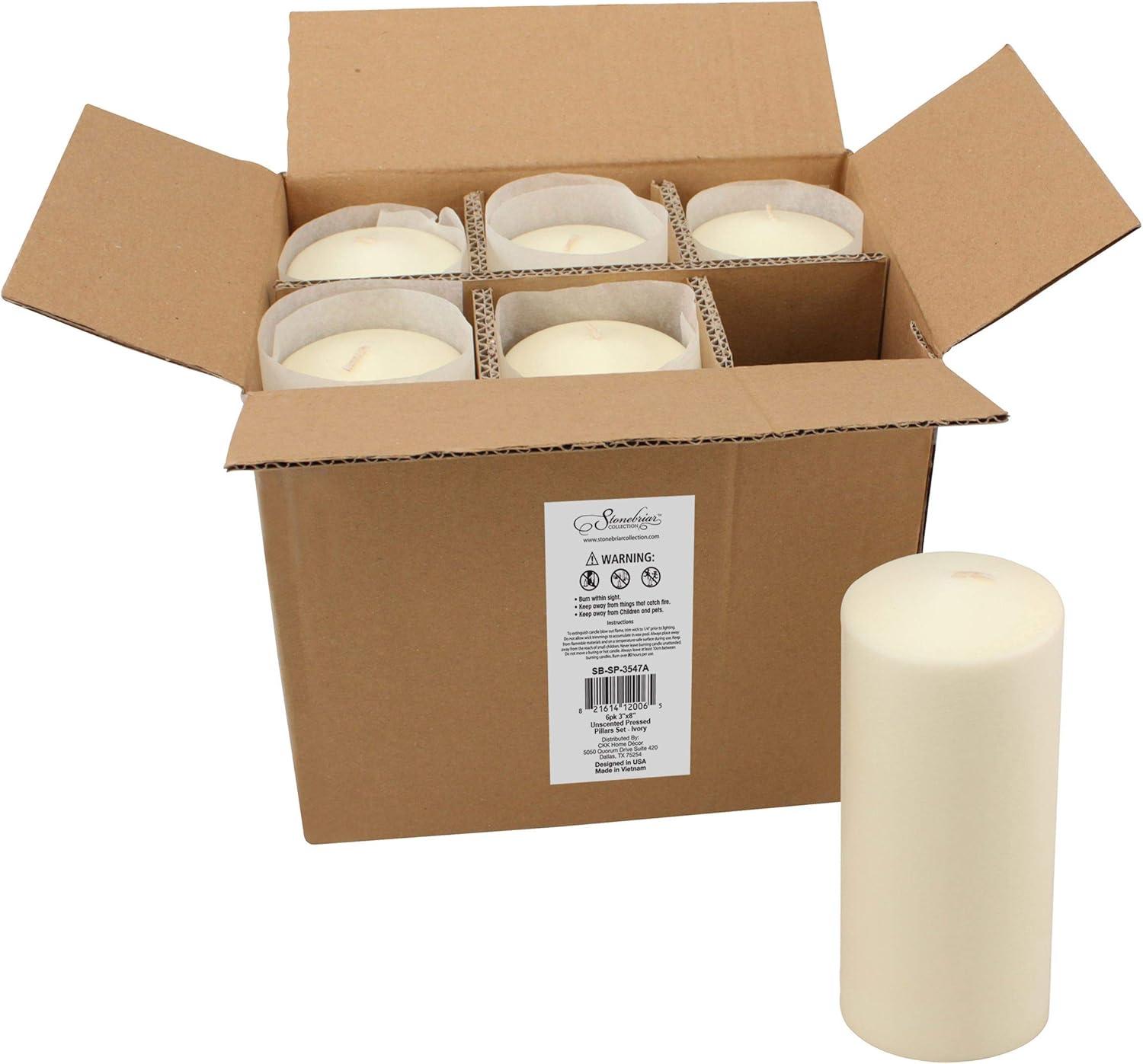 6pk Pillar Candles Ivory - Stonebriar Collection