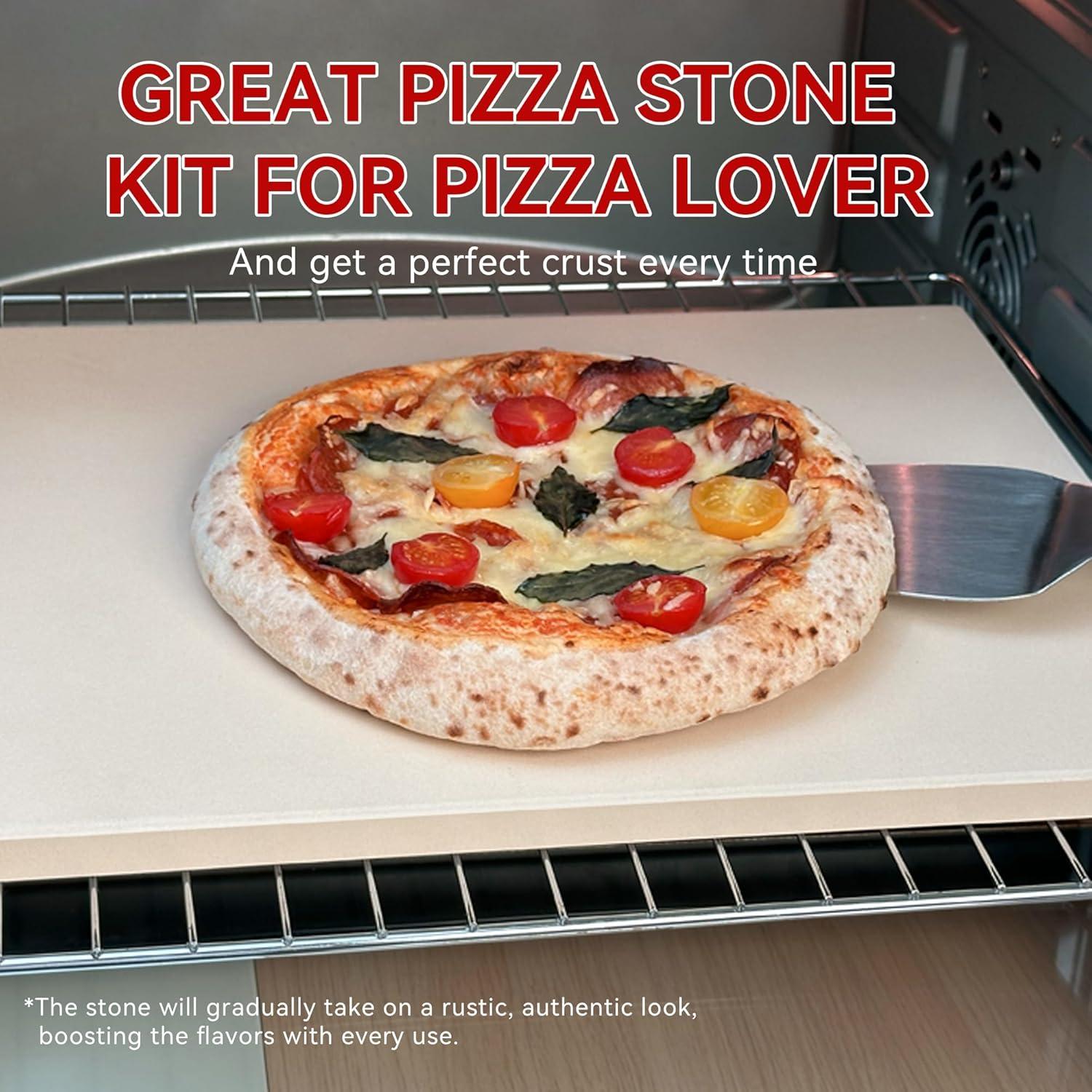 Adiqo 15-Inch Rectangular Food Grade Cordierite Pizza Stone