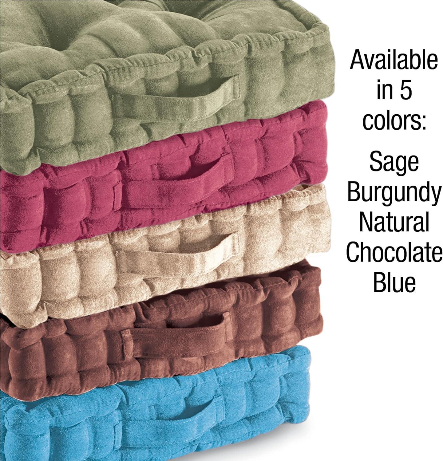 Collections Etc Tufted Padded Boosted Cushion and Support - Plush Seating for Chair with Carrying Handle, Natural