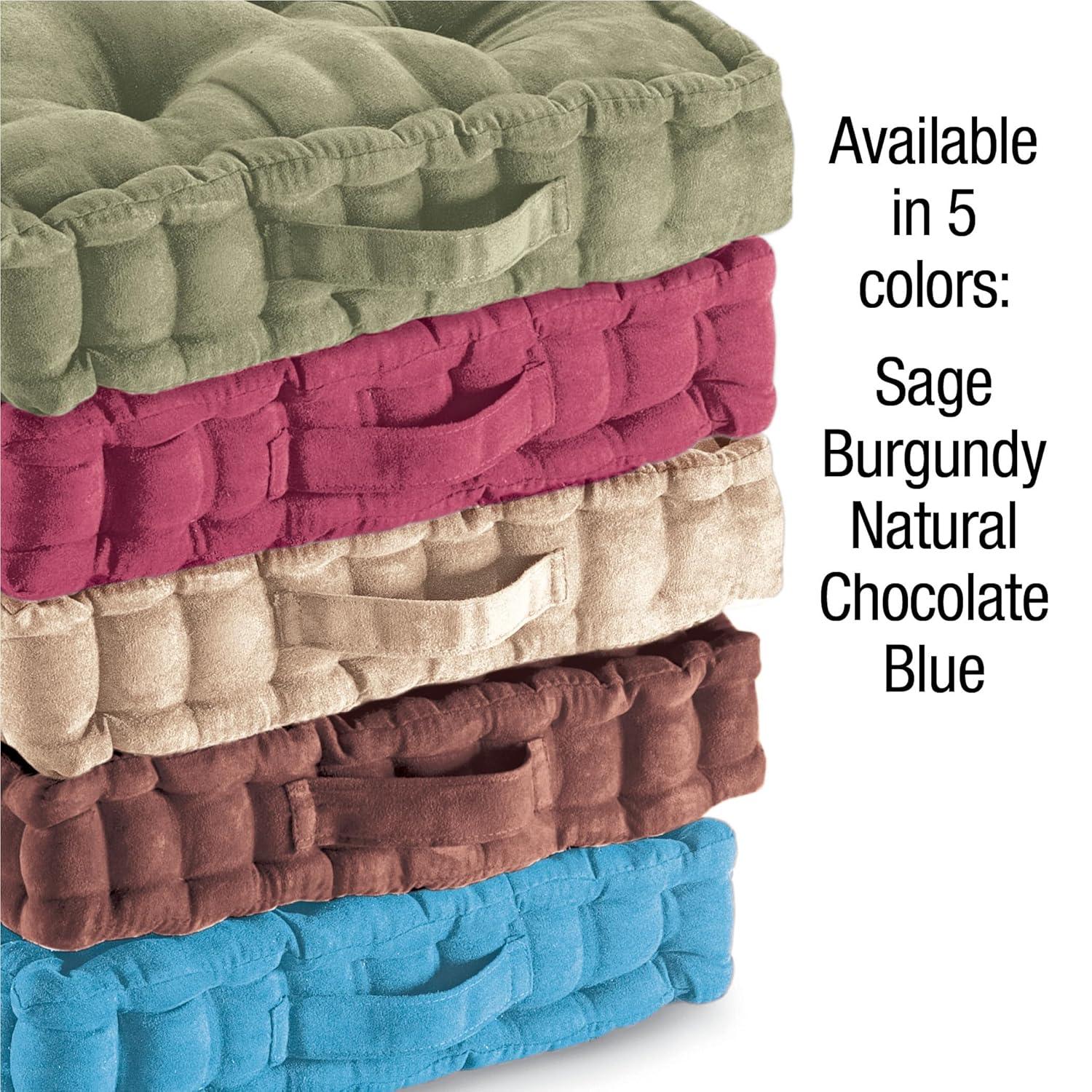 Collections Etc Tufted Padded Boosted Cushion and Support - Plush Seating for Chair with Carrying Handle, Burgundy