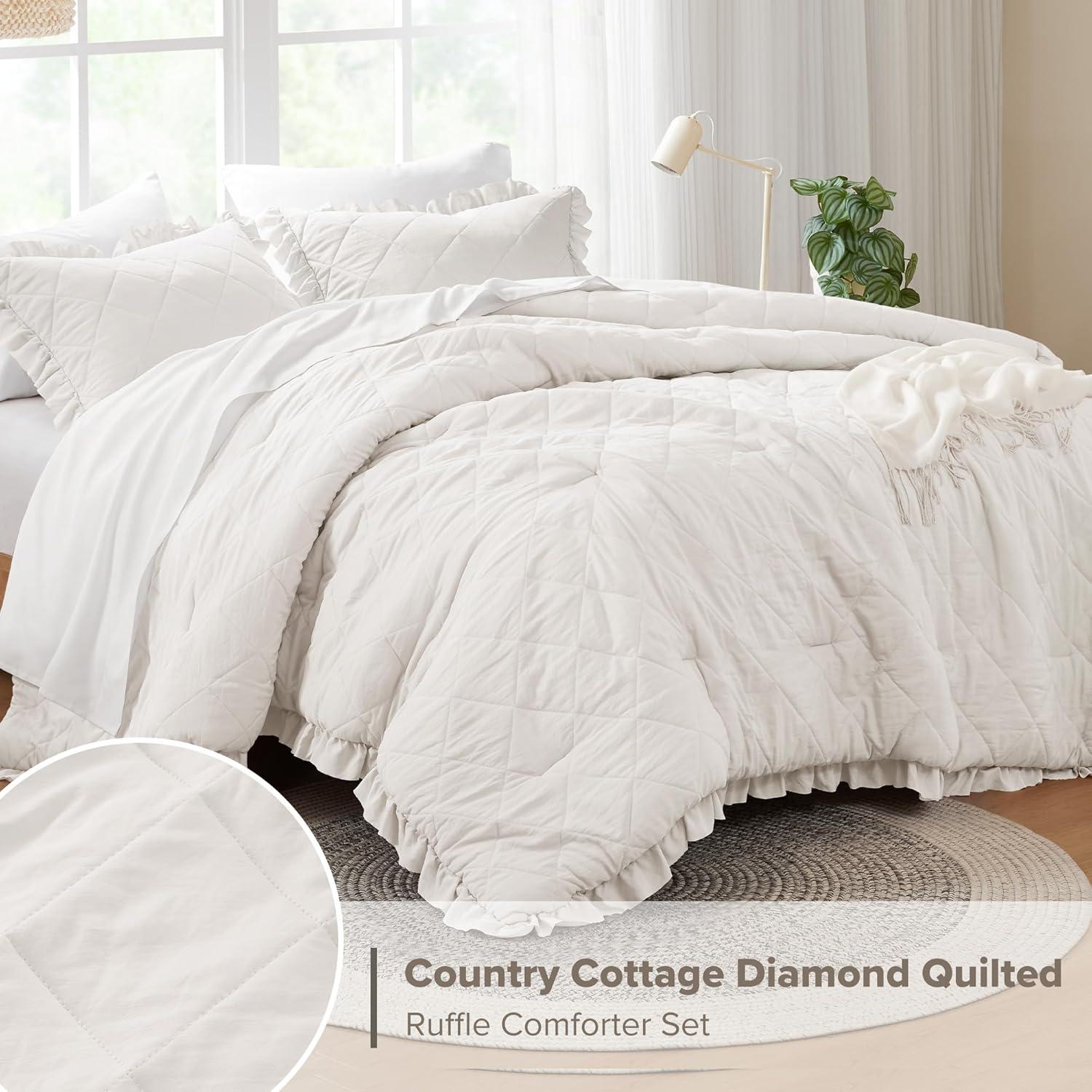 Ivory King Microfiber Shabby Chic Comforter Set