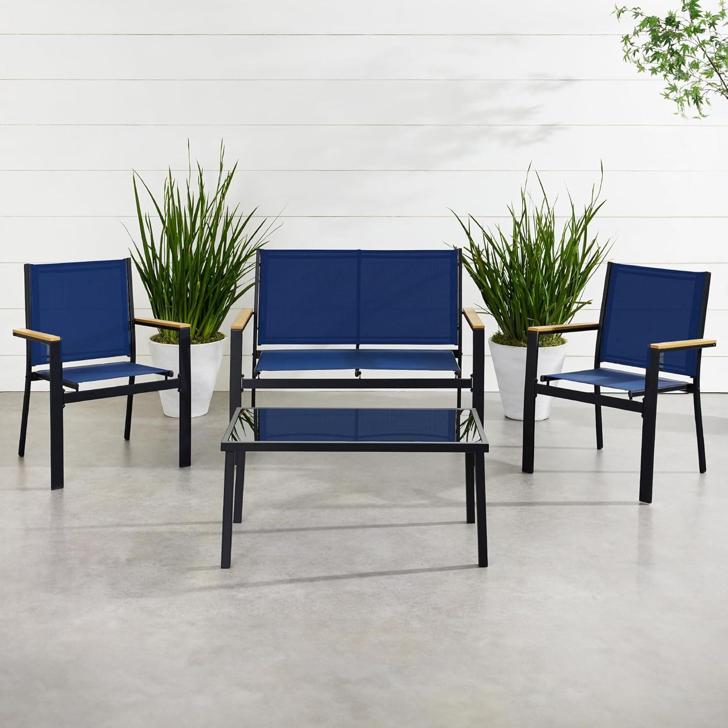 Best Choice Products 4-Piece Outdoor Textilene Patio Conversation Furniture Set w/ Loveseat, Table