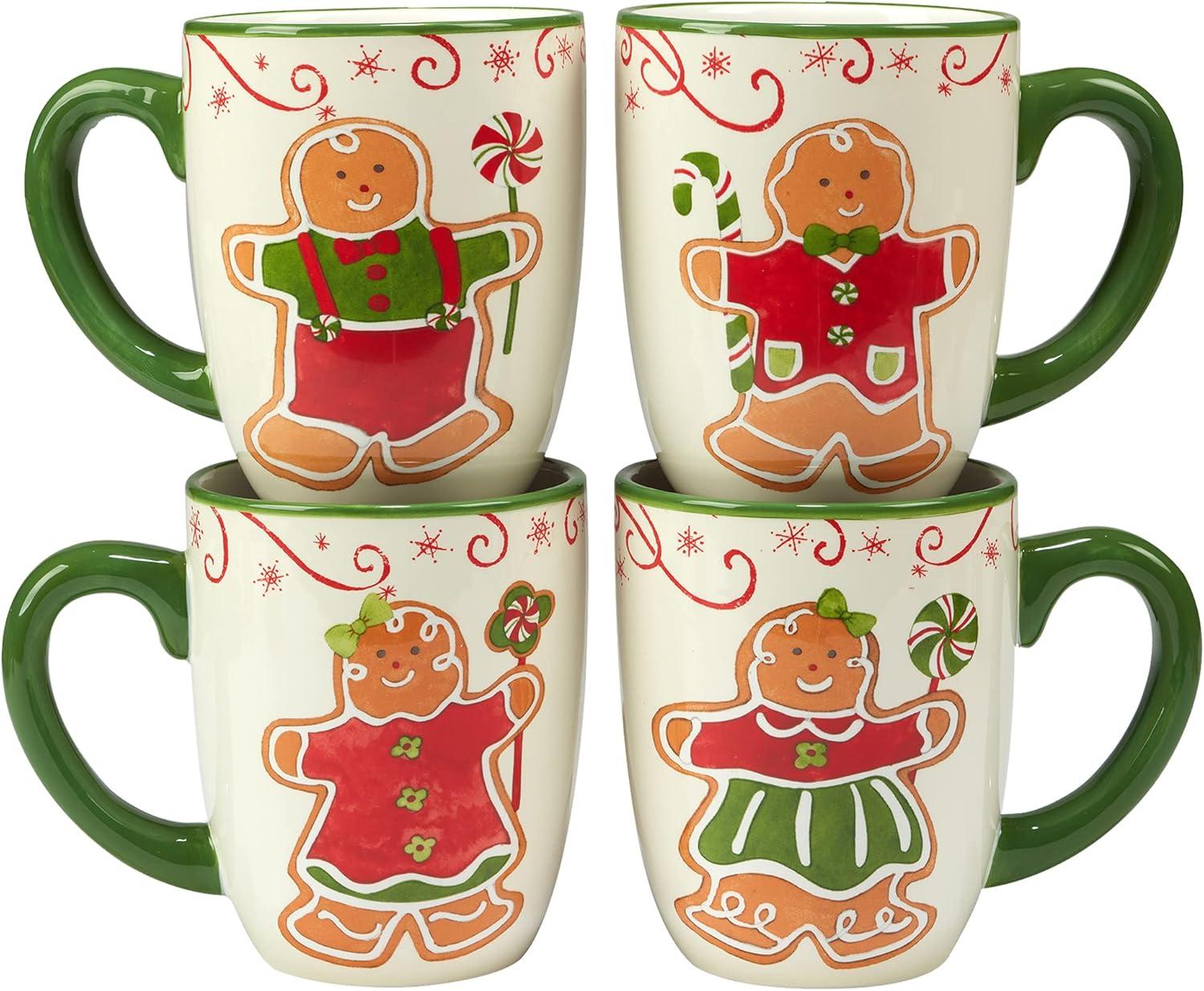 16oz 4pk Earthenware Holiday Magic Gingerbread Mugs - Certified International