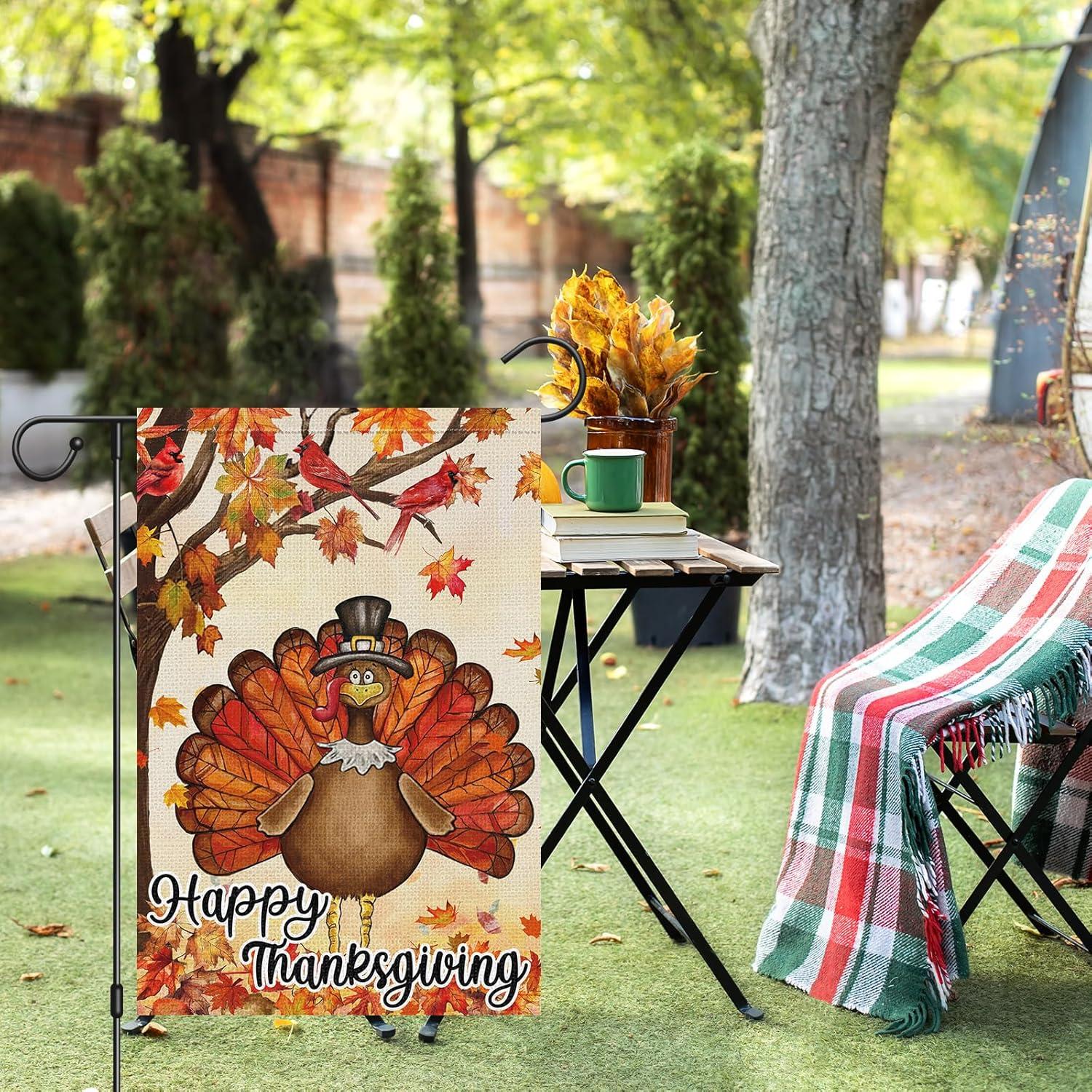 Thanksgiving Garden Flag,Happy Thanksgiving Flags 12 x 18 Inch Thanksgiving House Flag Double-Sided 2 Layer Thanksgiving Turkey House Flag For Thanksgiving Decoration