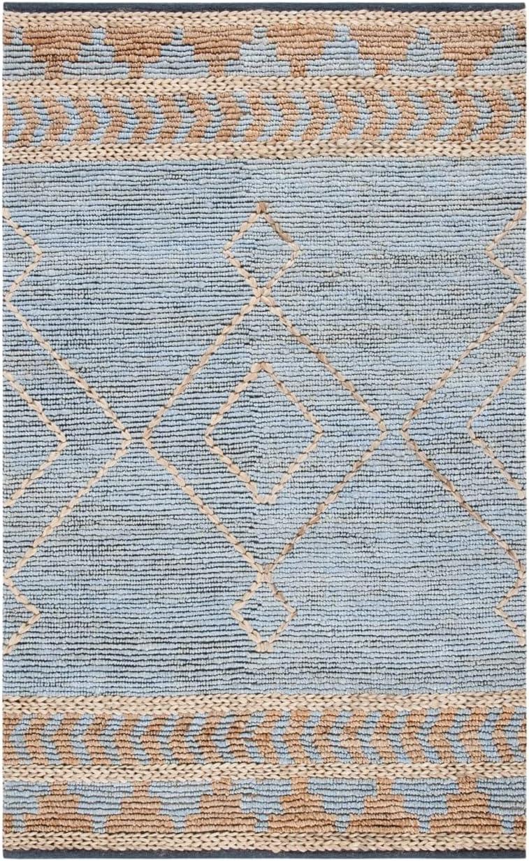 Handmade Blue and Natural Wool 8' x 10' Kilim Area Rug