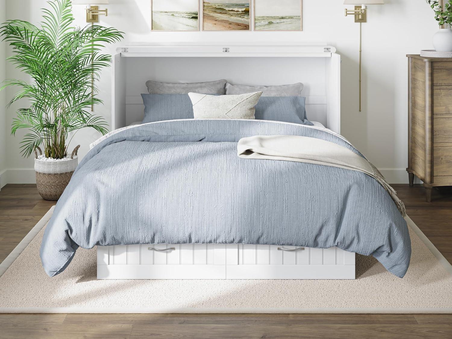 Queen Nantucket Murphy Bed Chest USB Turbo Charger White - AFI