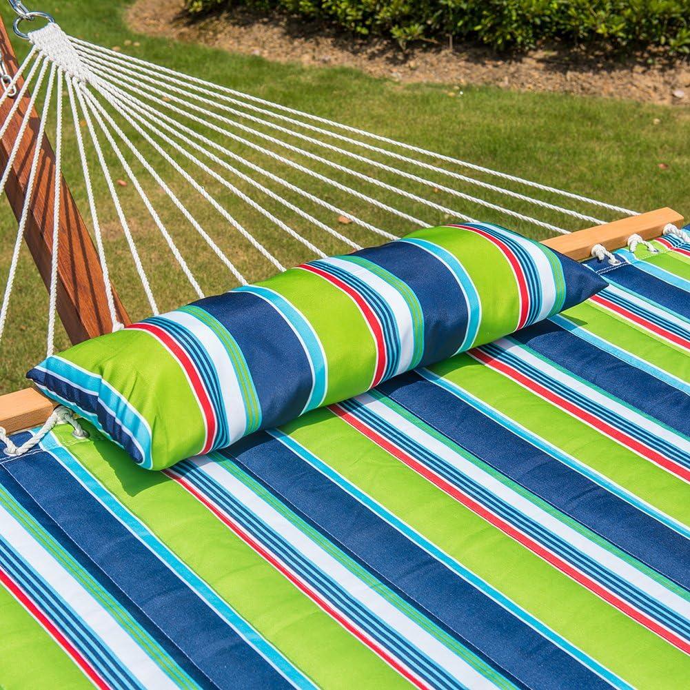 Lazy Daze 12-ft. Quilted Double Hammock with Detachable Pillow, Green/Blue