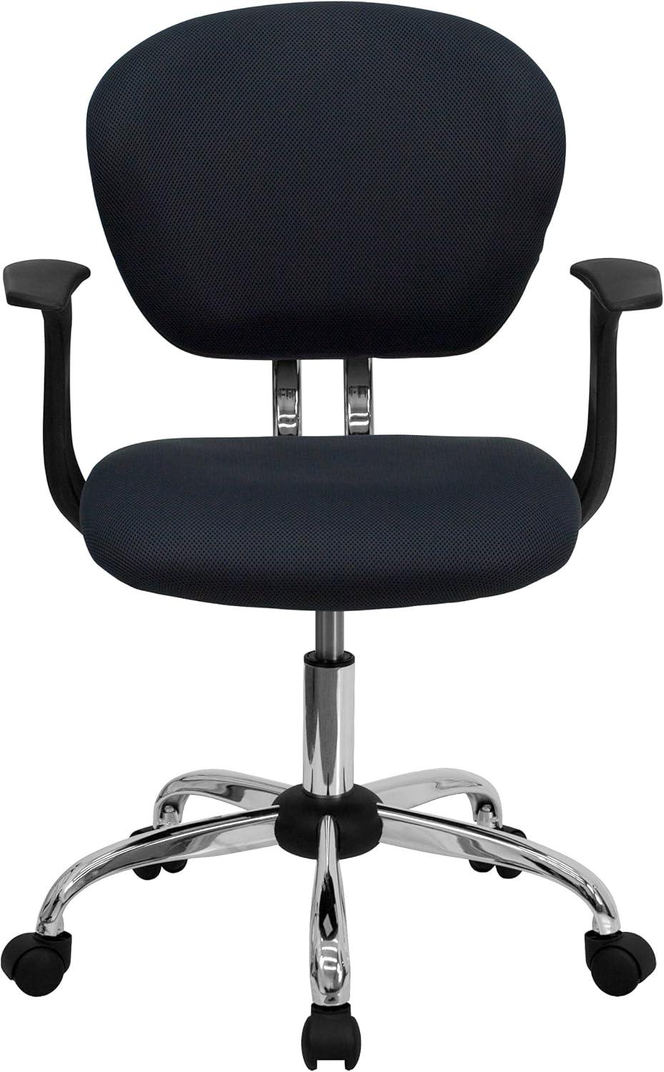 Modern Mid-Back Gray Mesh Swivel Task Chair with Chrome Base