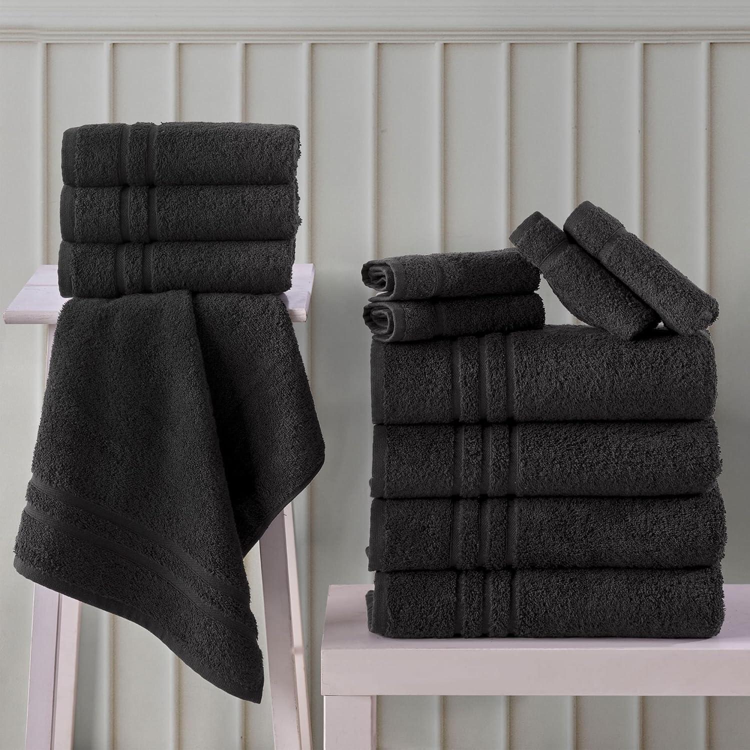 Hawmam Linen Coral 6 Piece Bath Towels Set for Bathroom Original Turkish Cotton Soft, Absorbent 2 Bath Towels, 2 Hand Towels, 2 Washcloths
