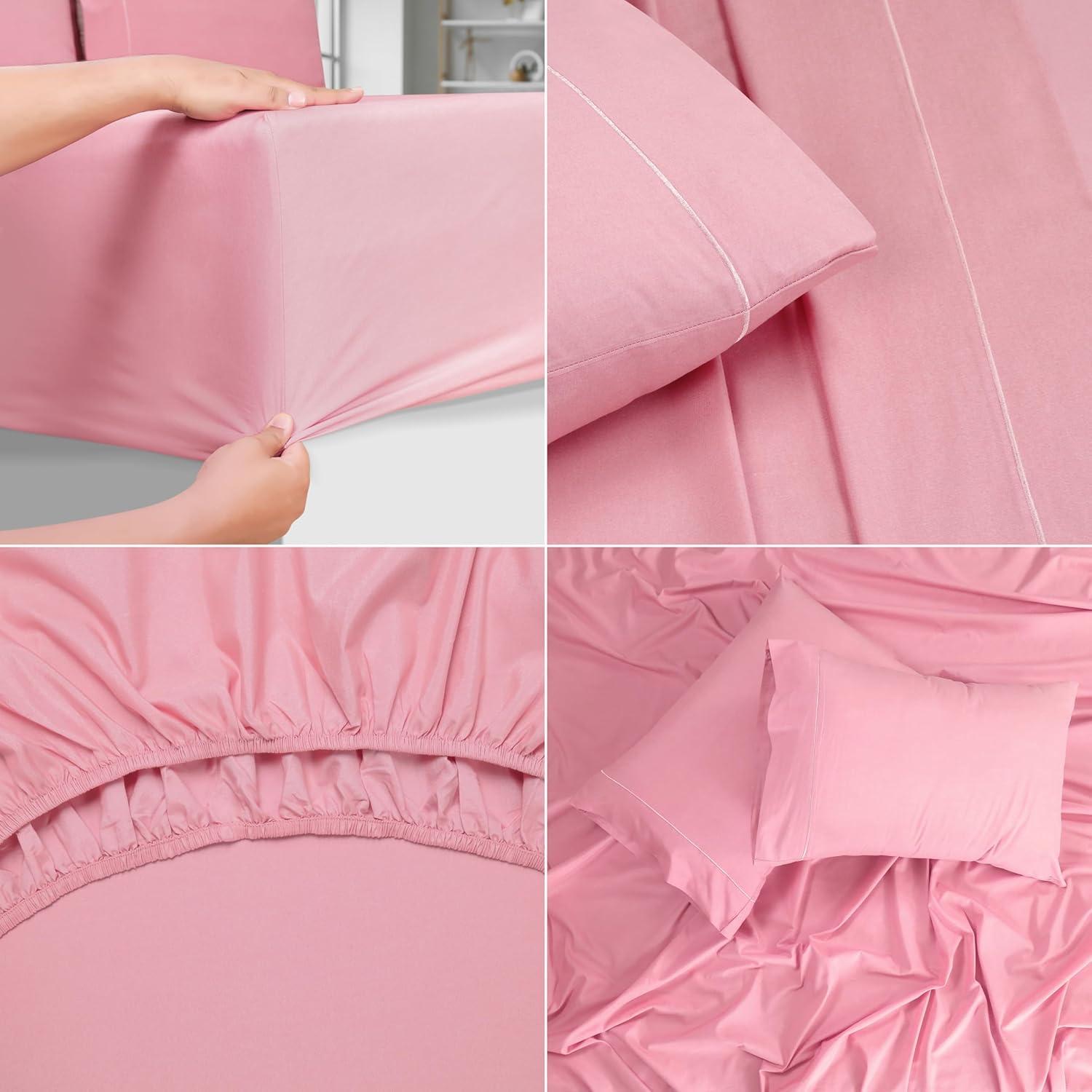 Pink Queen Solid Microfiber 4-Piece Sheet Set