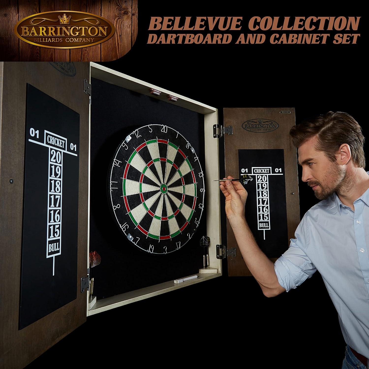 Bellevue Premium Bristle Dartboard and Cabinet Set with Darts