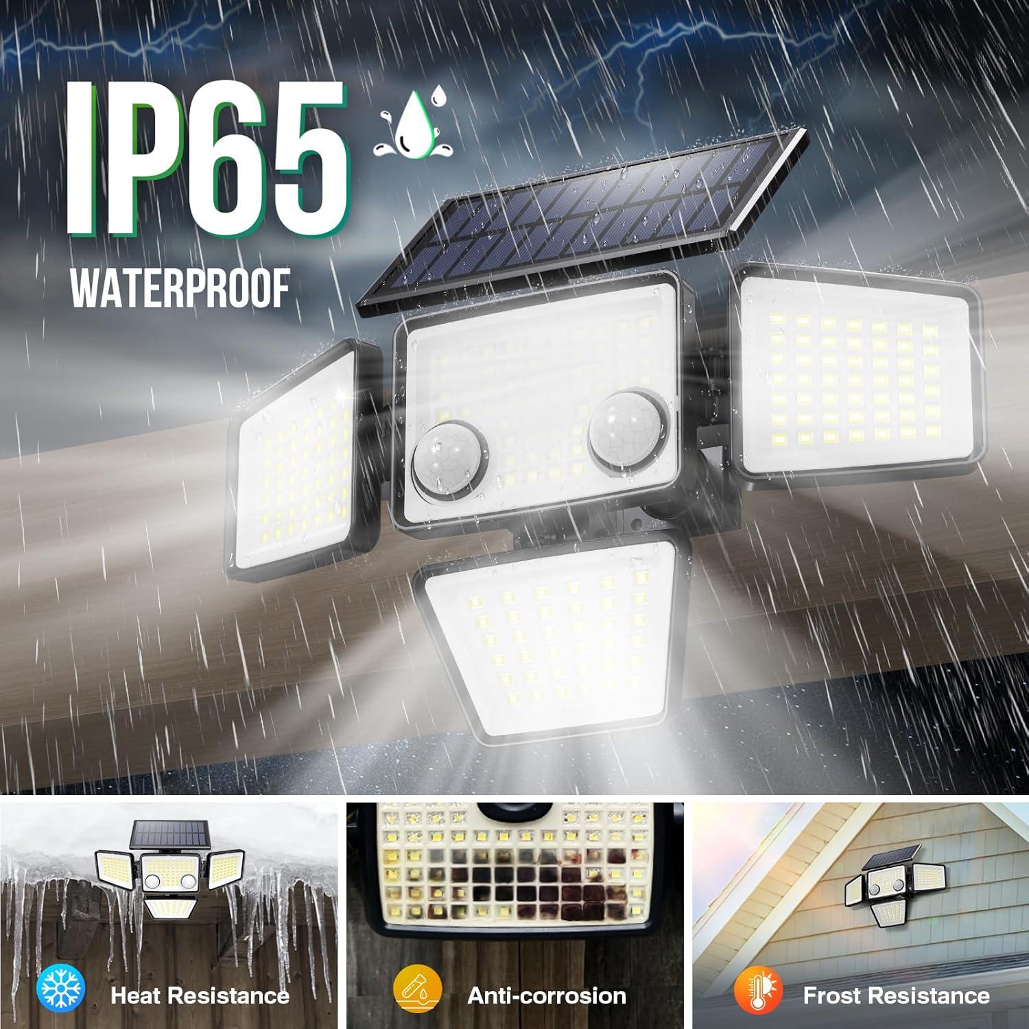 Modern Black Solar LED Outdoor Floodlights with Motion Sensors