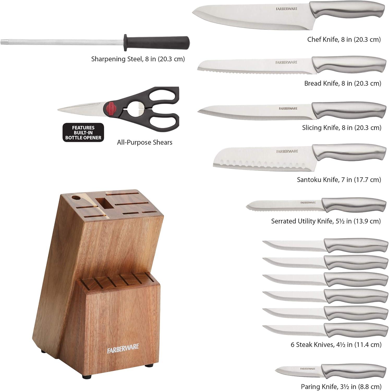 15-Piece High Carbon Stainless Steel Knife Block Set