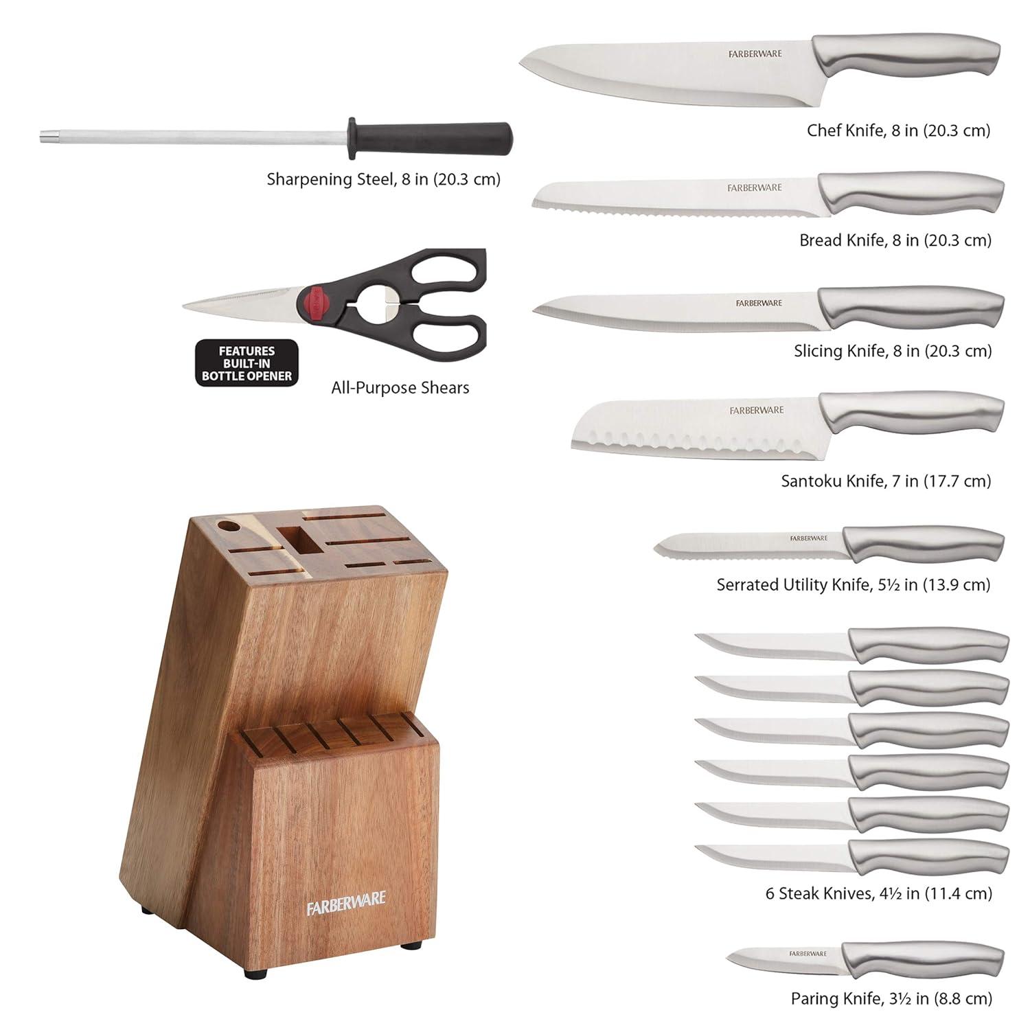 Farberware Farberware 15-Piece High Carbon Stainless Steel Knife Block Set