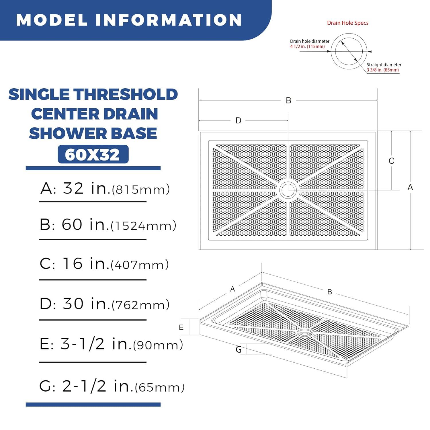 Miseno Mnosb6032c 60" X 32" Rectangular Shower Base - White