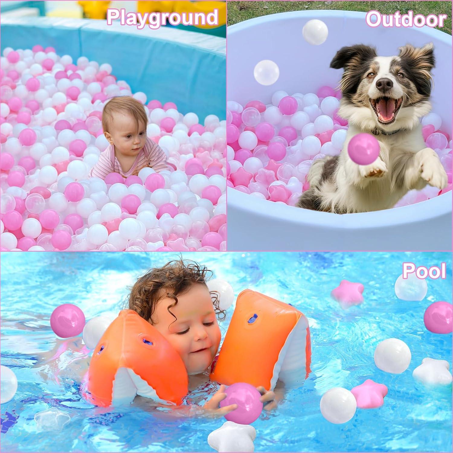 Anvazise 100Pcs Ball Pit Balls Thickened Eco-friendly Smooth Reusable Bite-resistant Hand-on Ability PE Material Macaron Color Pit Balls Kindergarten Toy