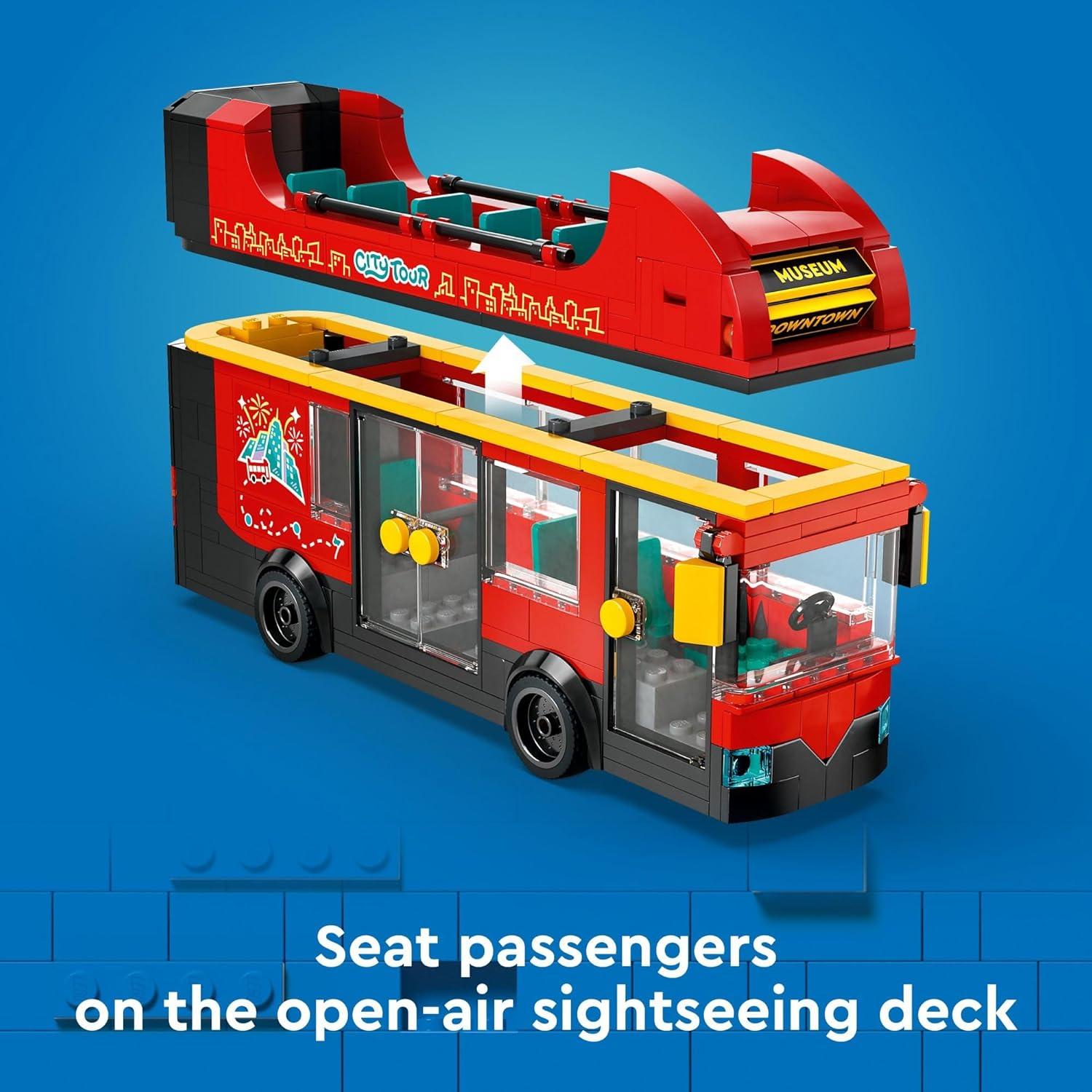 LEGO City Red Double-Decker Sightseeing Bus Toy, London Bus 60407