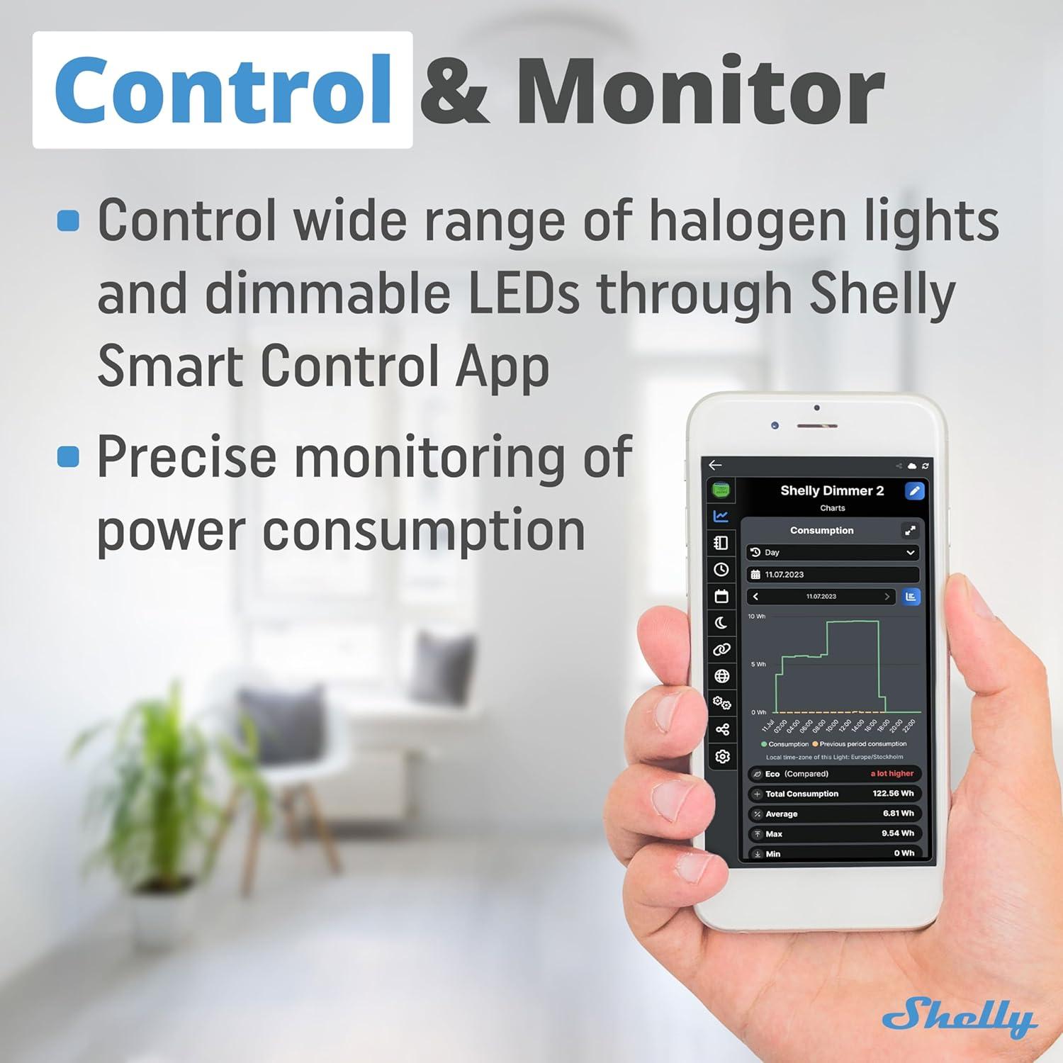 Shelly Dimmer 2 WiFi Smart Dimmer Switch with Power Monitoring