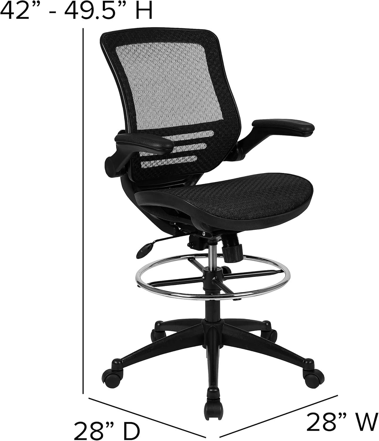 Flash Furniture Mignone Mid-Back Transparent Mesh Office Chair with Flip-Up Arms