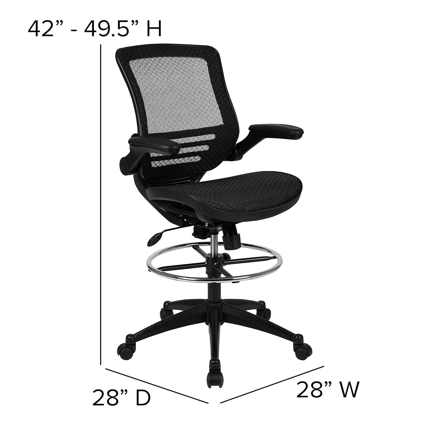 Flash Furniture Mignone Mid-Back Transparent Mesh Office Chair with Flip-Up Arms