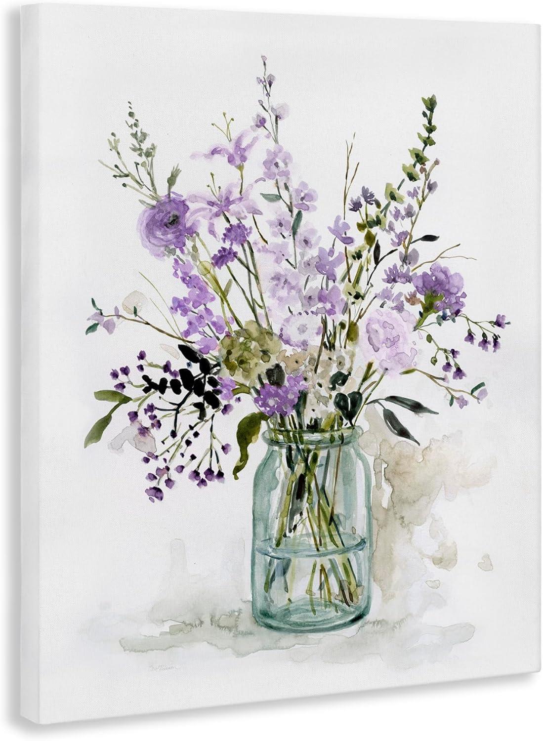 Stupell Purple Botanicals Flower Arrangement Gallery Wrapped Canvas Wall Art