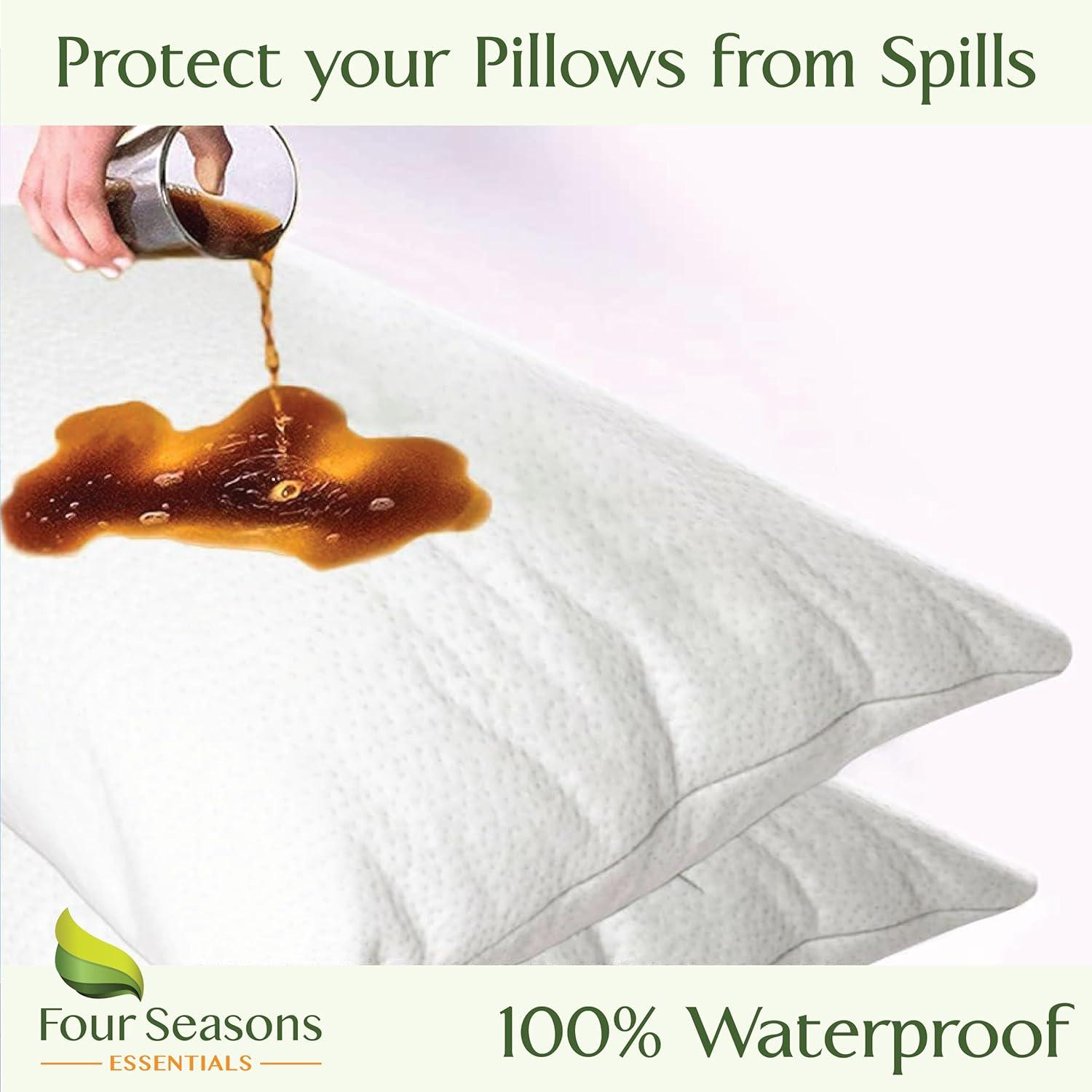 Bamboo Pillow Protectors King (Set of 2) – Pillow Cover Waterproof Hypoallergenic Dust Proof Zippered Encasement
