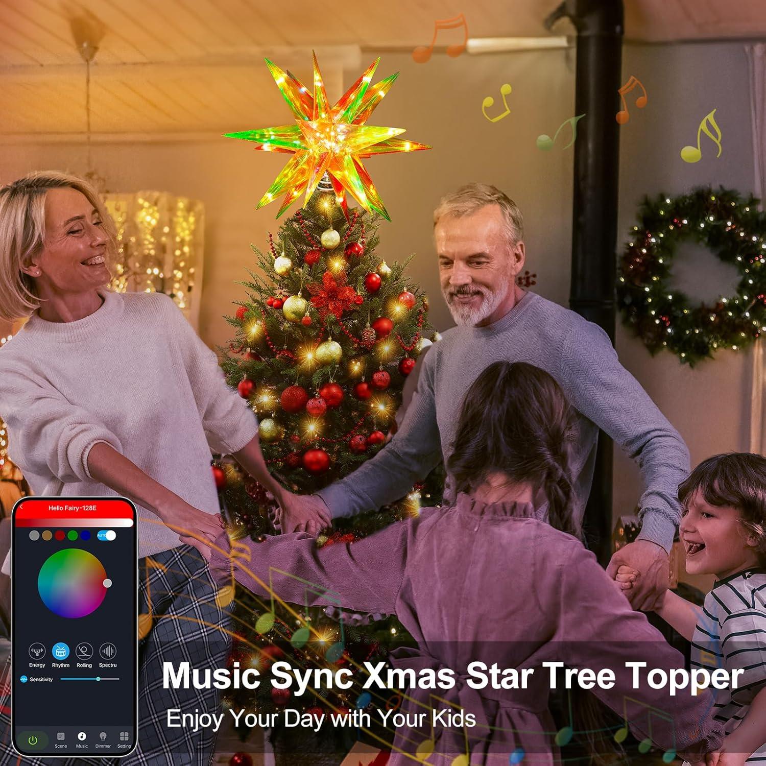 The Holiday Aisle® Christmas Star Tree Topper, 13.8" Xmas Smart Tree Decorations, Crystal-Like 3D Polygonal Shell, App Control LED Christmas Light, Music Sync RGB Color Changing With Remote For Indoor And Outdoor Decor