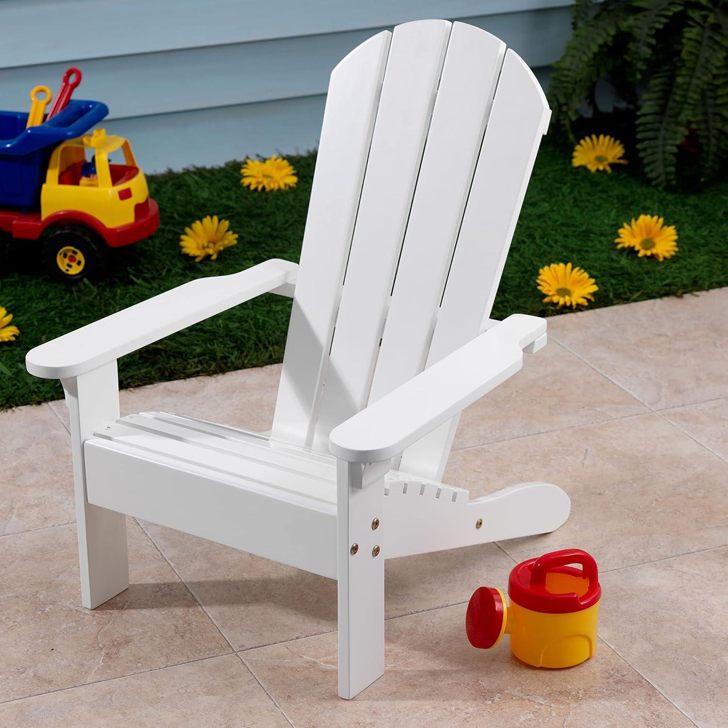 KidKraft Wooden Adirondack Child's Outdoor Chair, Kid's Patio Furniture, White, For Ages 3+