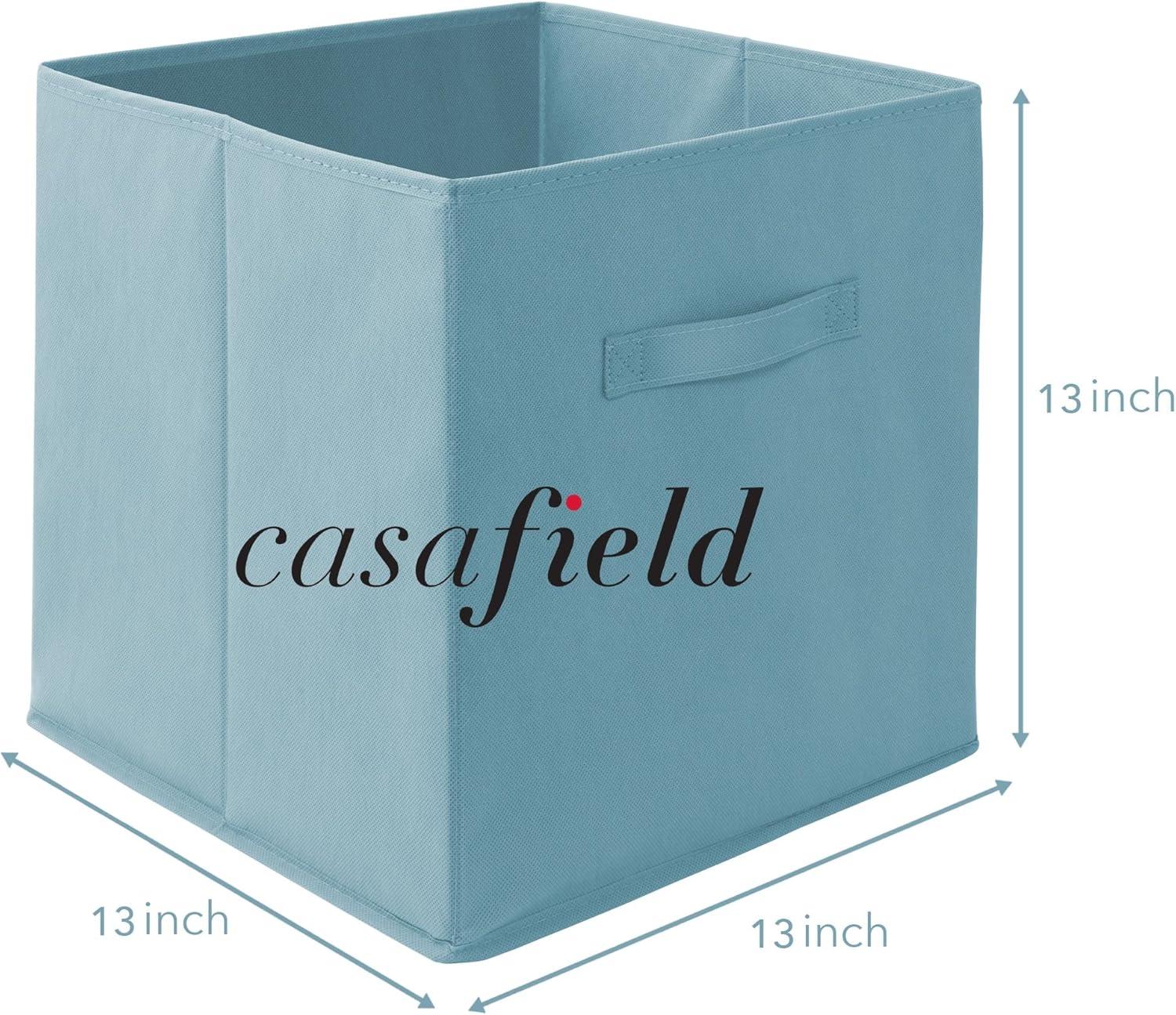 Casafield Set of 6 Collapsible Fabric Storage Cube Bins, Brown - 13" Foldable Cloth Baskets for Shelves and Cubby Organizers