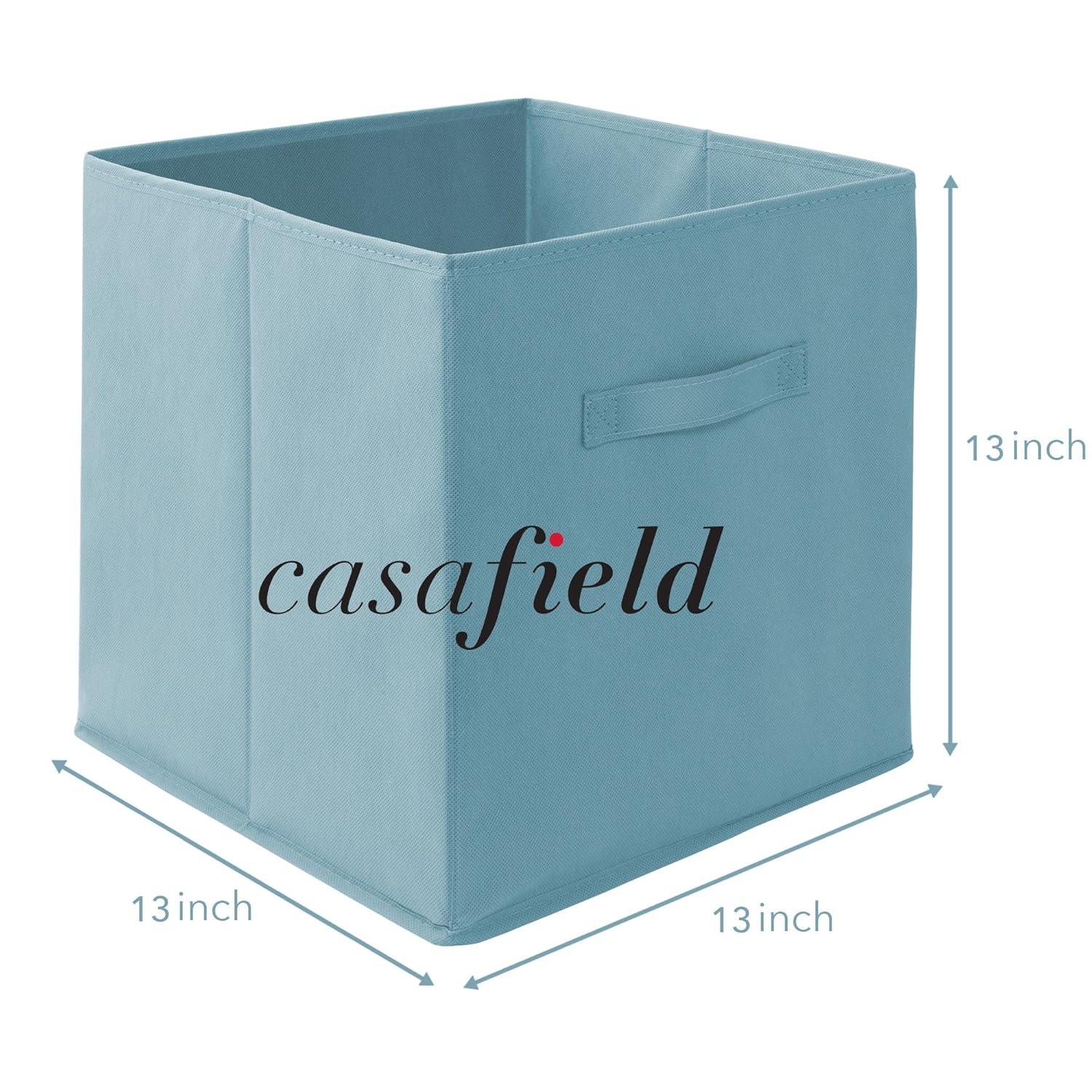 Casafield Set of 6 Collapsible Fabric Storage Cube Bins, Brown - 13" Foldable Cloth Baskets for Shelves and Cubby Organizers