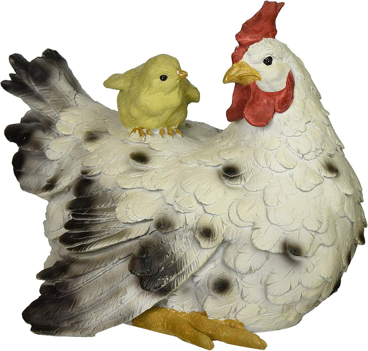 Hand-Painted Resin Mother Hen and Chick Statue