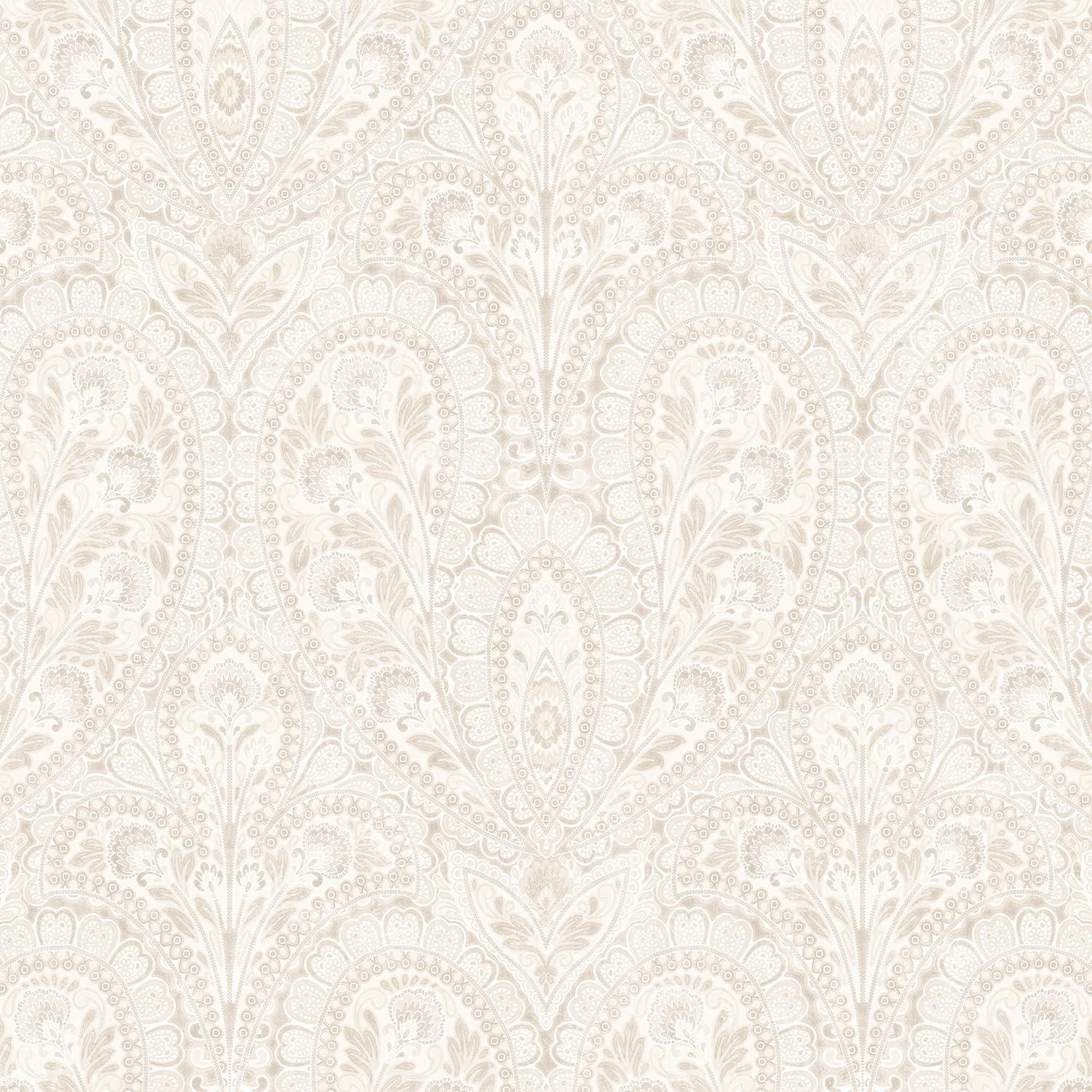 Beige and Vanilla Ornamental Paisley Pre-Pasted Wallpaper