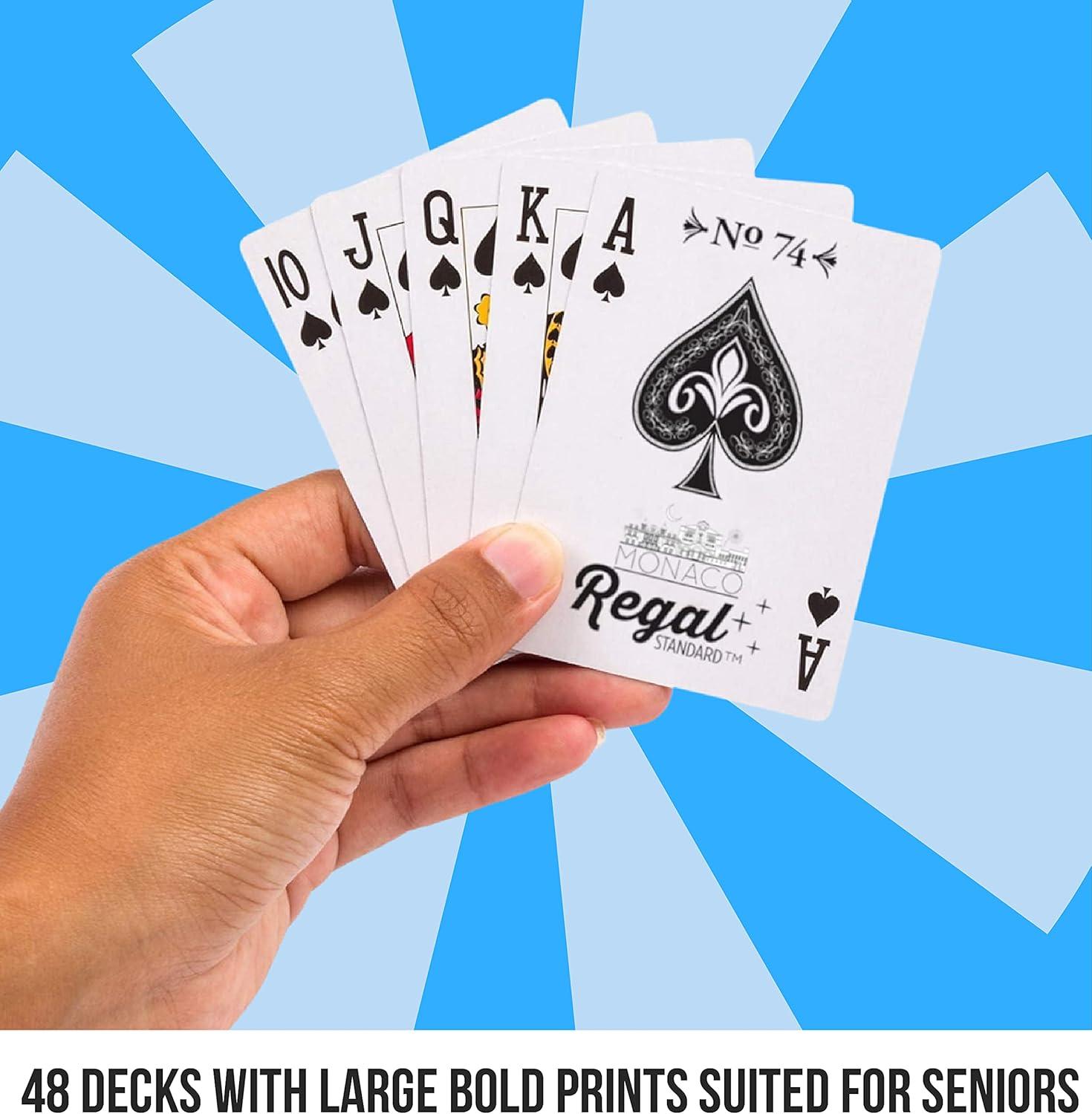 Regal Games, Monaco Casino Standard Playing Cards, Versatile Game Option, 48 Pack (24 Red Deck, 24 Blue Deck)