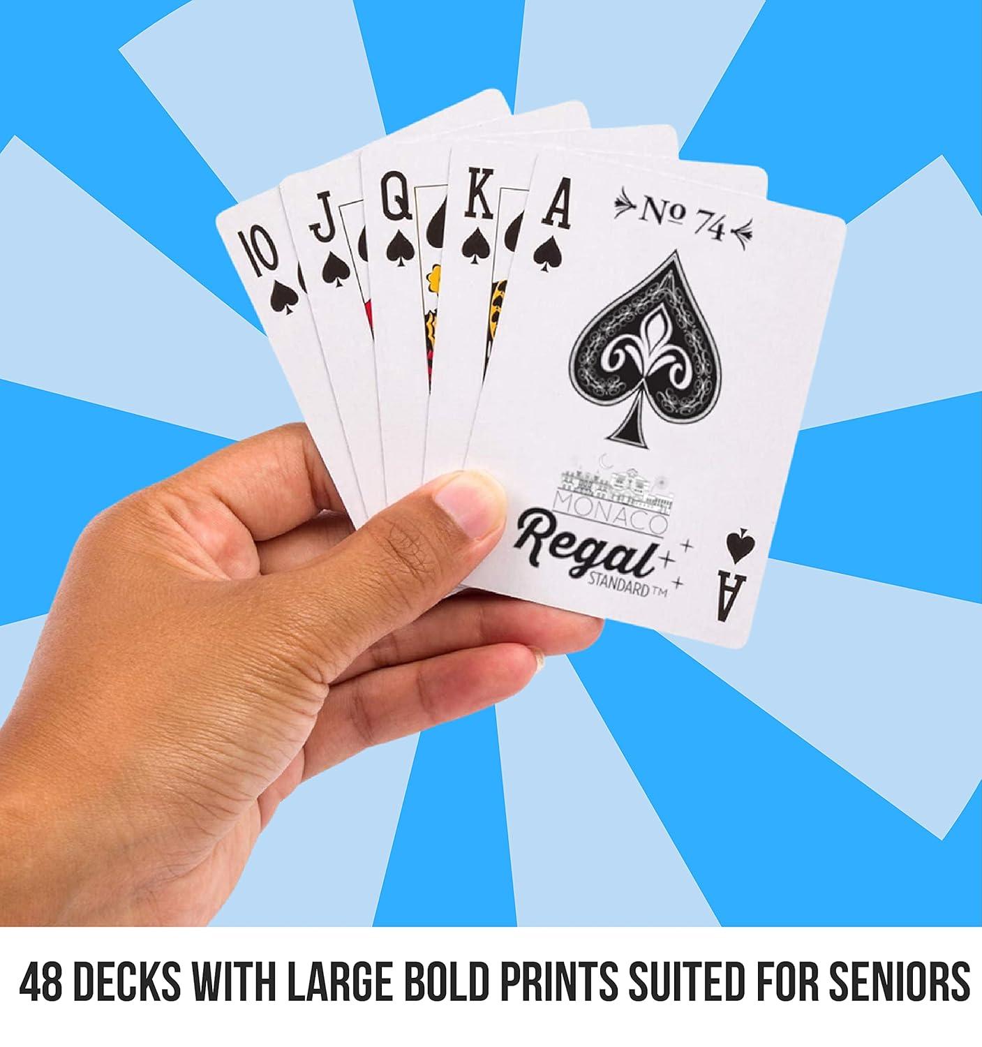 Regal Games, Monaco Casino Standard Playing Cards, Versatile Game Option, 48 Pack (24 Red Deck, 24 Blue Deck)