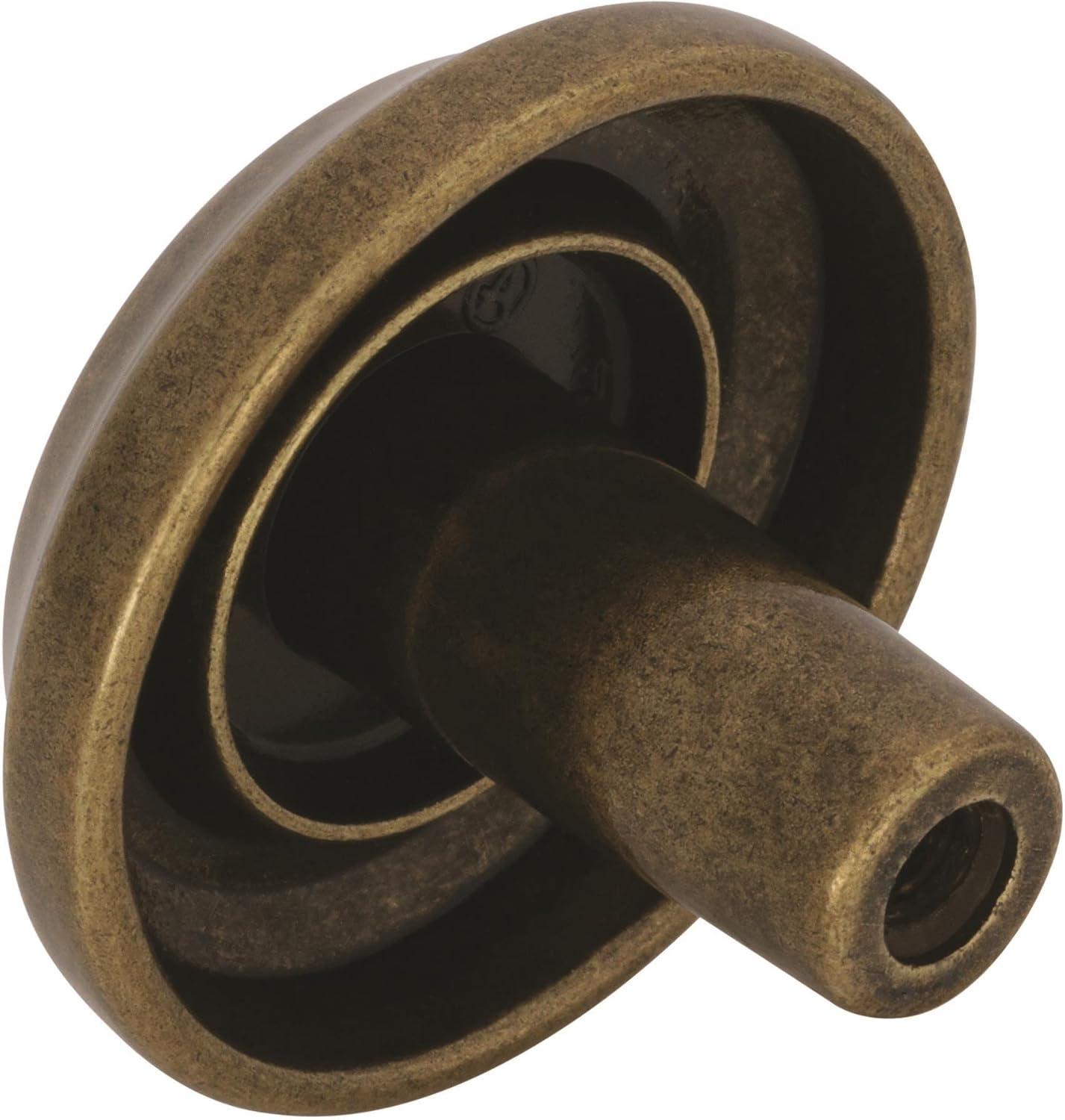 Burnished Brass Round Traditional Cabinet Knob with Mounting Hardware