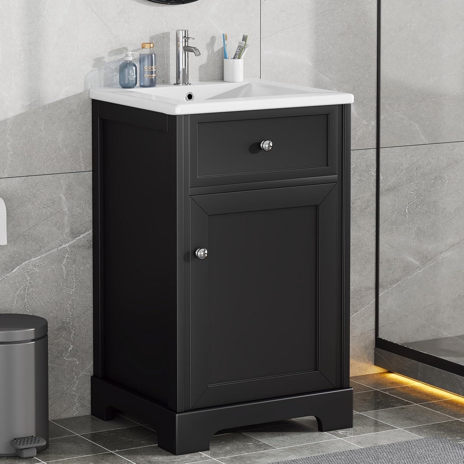 Jeltyprey 20" Bathroom Vanity with Sink, Bathroom Cabinet with Soft Closing Door