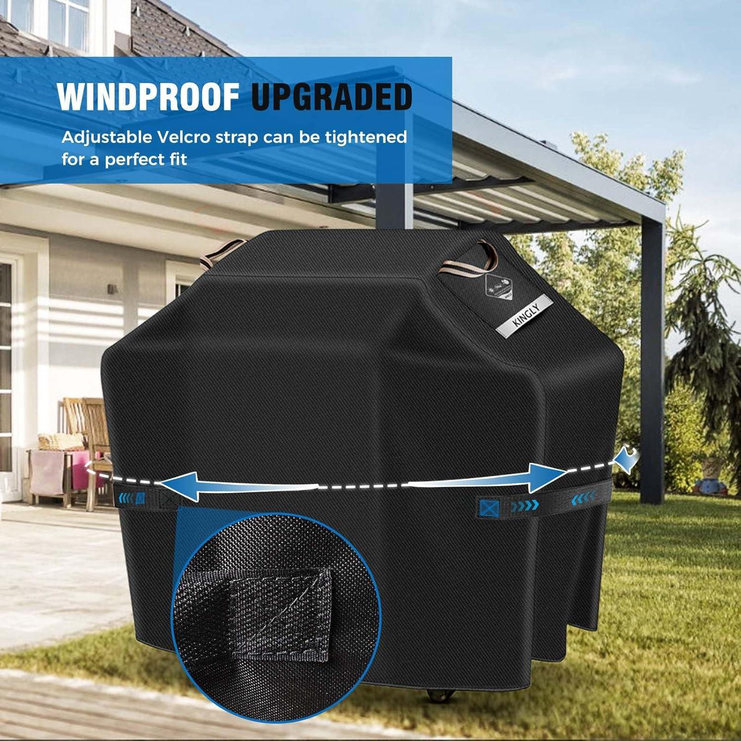 KINGLY 55 Inch Grill Cover for Outdoor Grill,600D Heavy Duty Rip-Proof Material BBQ Cover,Waterproof UV and Fade Resistant Gas Grill Cover with Straps,Barbecue Cover for Weber Char-Broil Nexgrill,etc