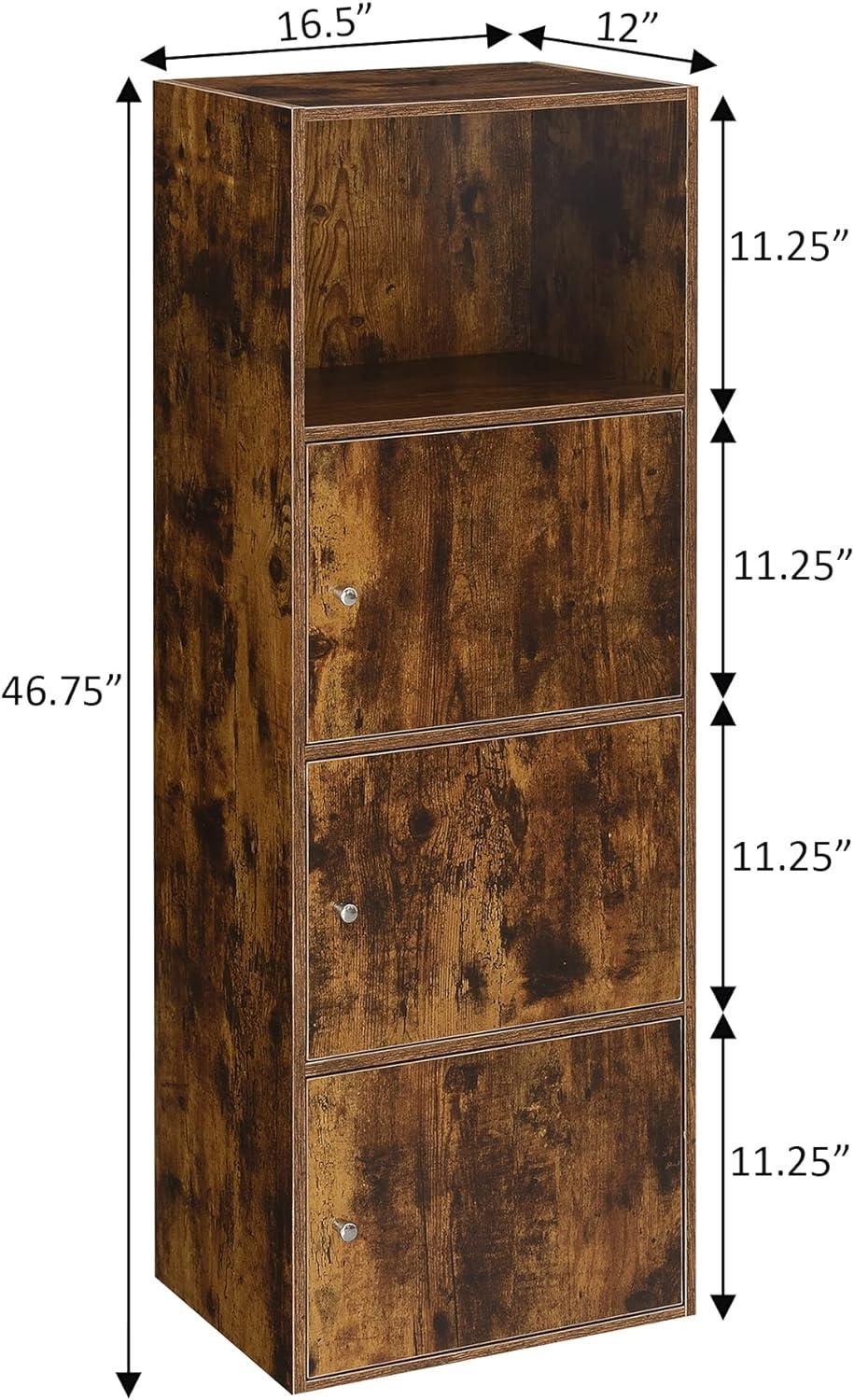Barnwood Traditional 3-Door Lockable Office Cabinet with Shelf