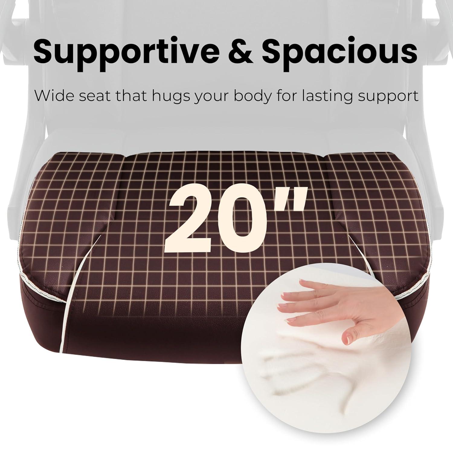 Brown PU Leather Ergonomic Office Chair with Flip-up Arms