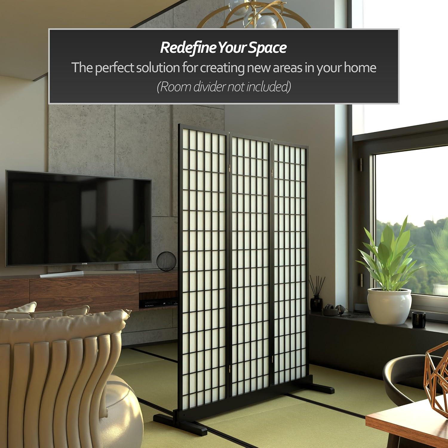Room Divider Stand Black 3 Panel