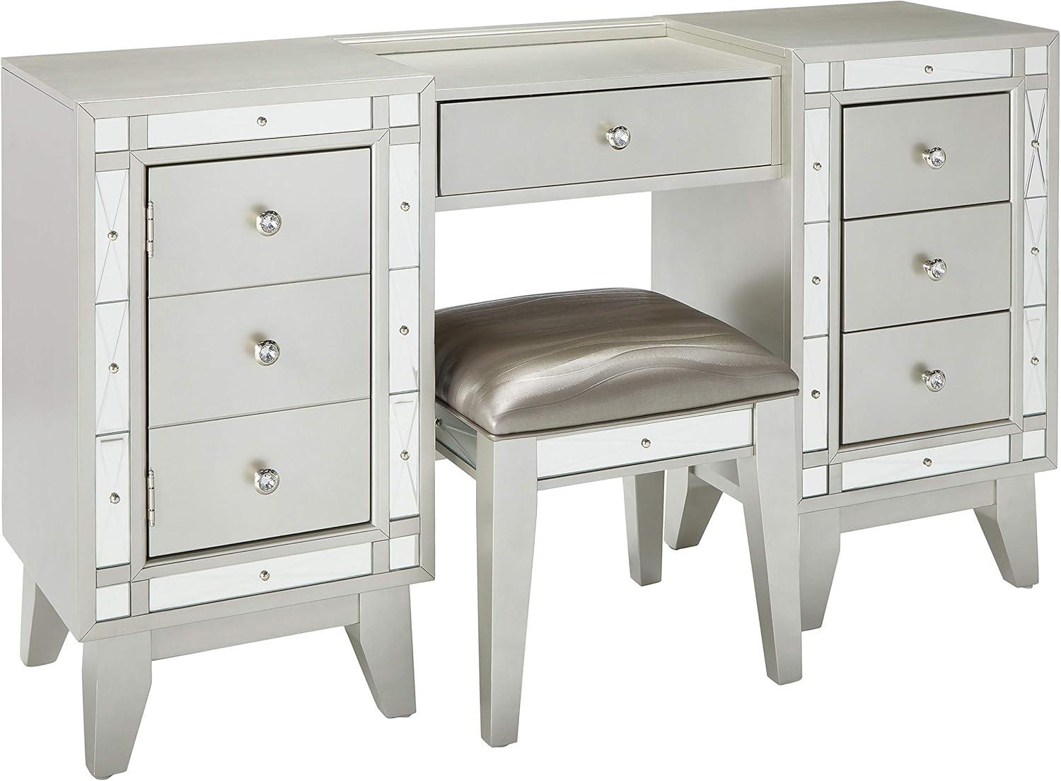 Coaster Company Leighton Vanity Desk and Stool, Metallic Mercury