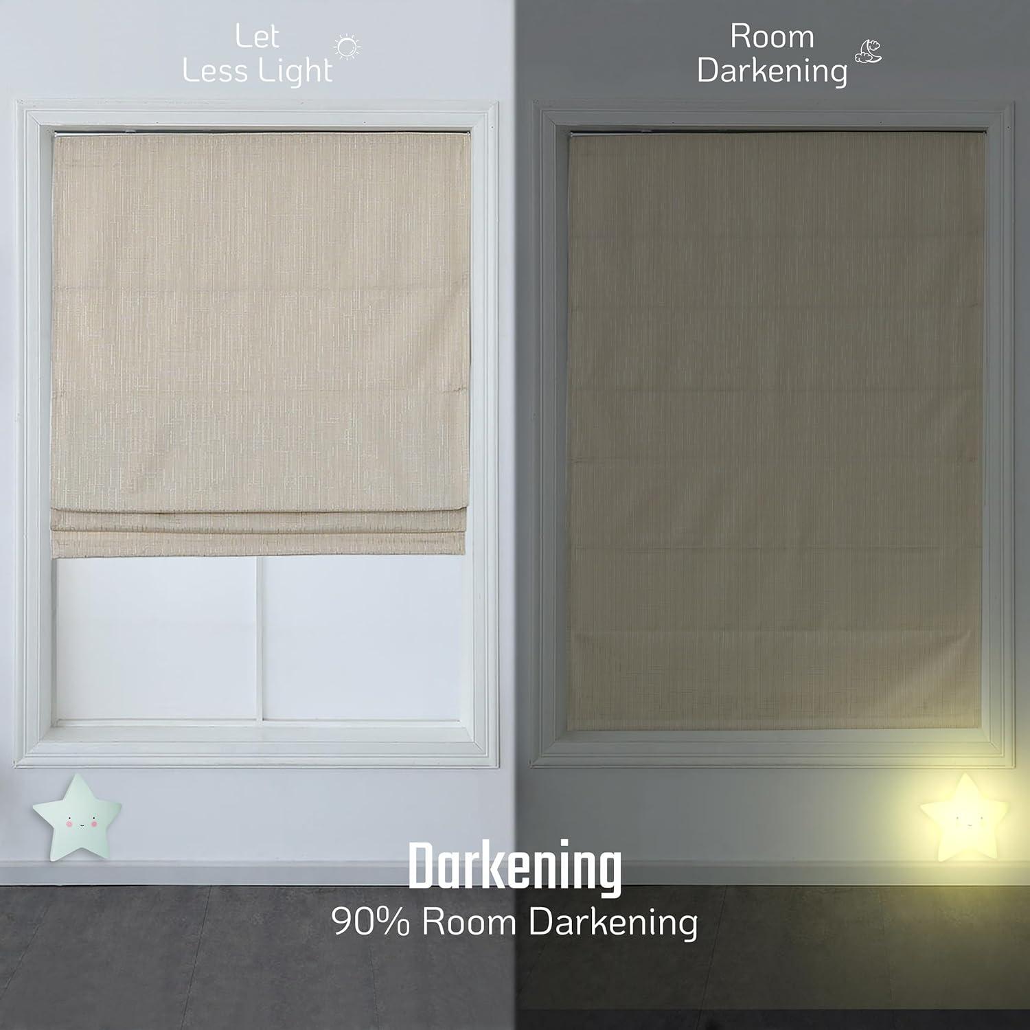 Everyday Celebration Roman Shades for Windows, Room Darkening Shades, Cordless Pull Down Window Shades, Shades for Indoor Windows, Woven Fabric Blinds & Shades, (Vanilla) 33" W X 64" H