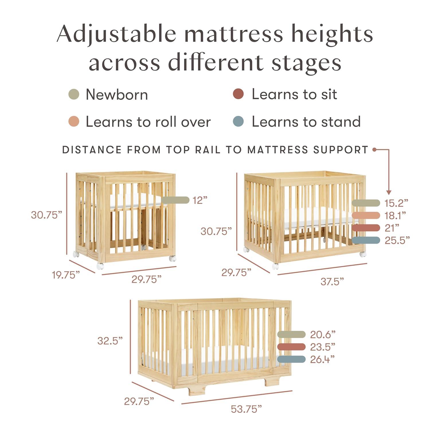 Babyletto Yuzu Natural Wood 8-in-1 Convertible Baby Crib with All Stages Conversion Kit