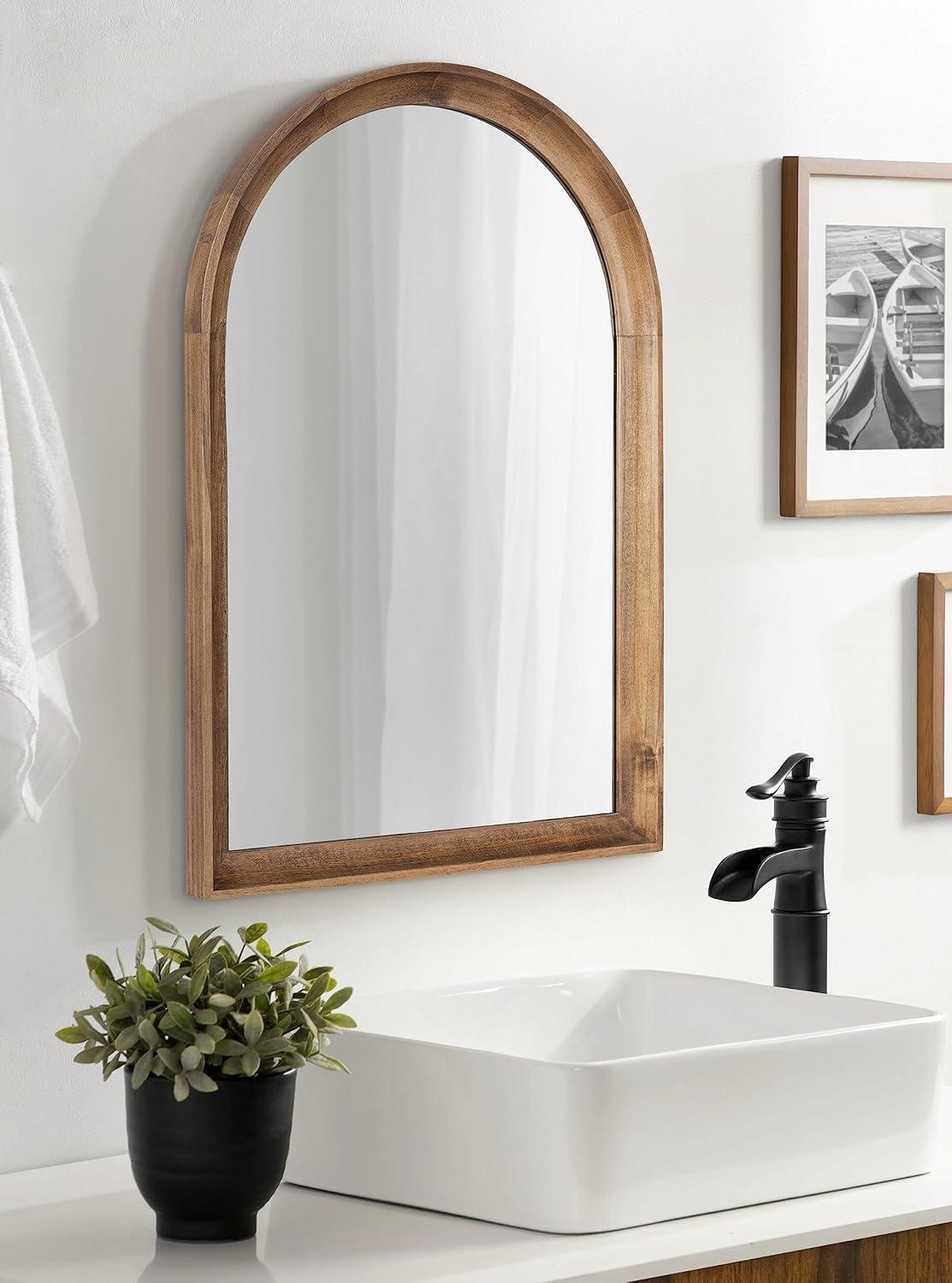 20"x30" Hatherleigh Arch Wood Wall Mirror Natural: Durable, Light Finish - Kate & Laurel All Things Decor