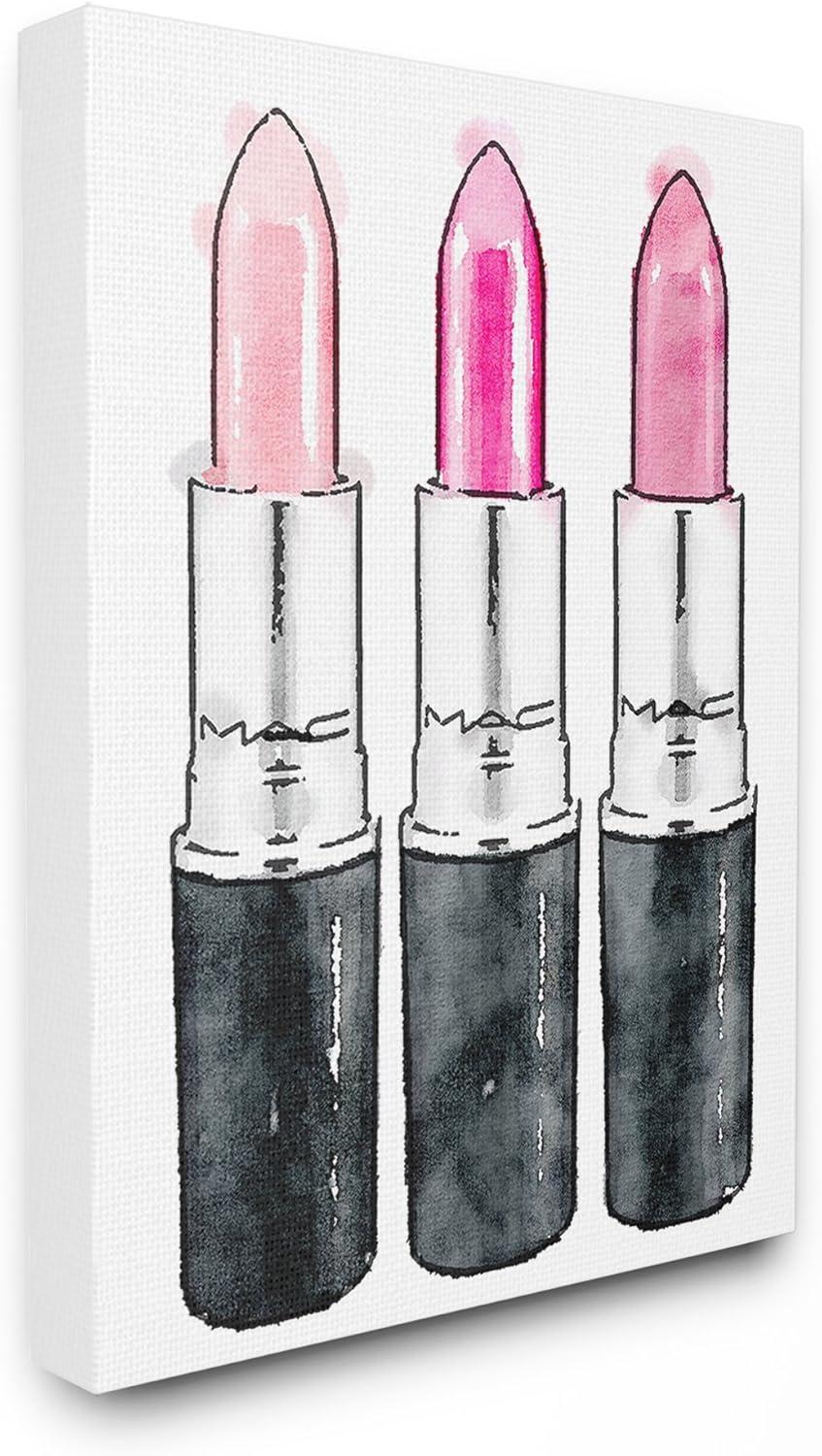 Three Pink Lipsticks Abstract Canvas Wall Art