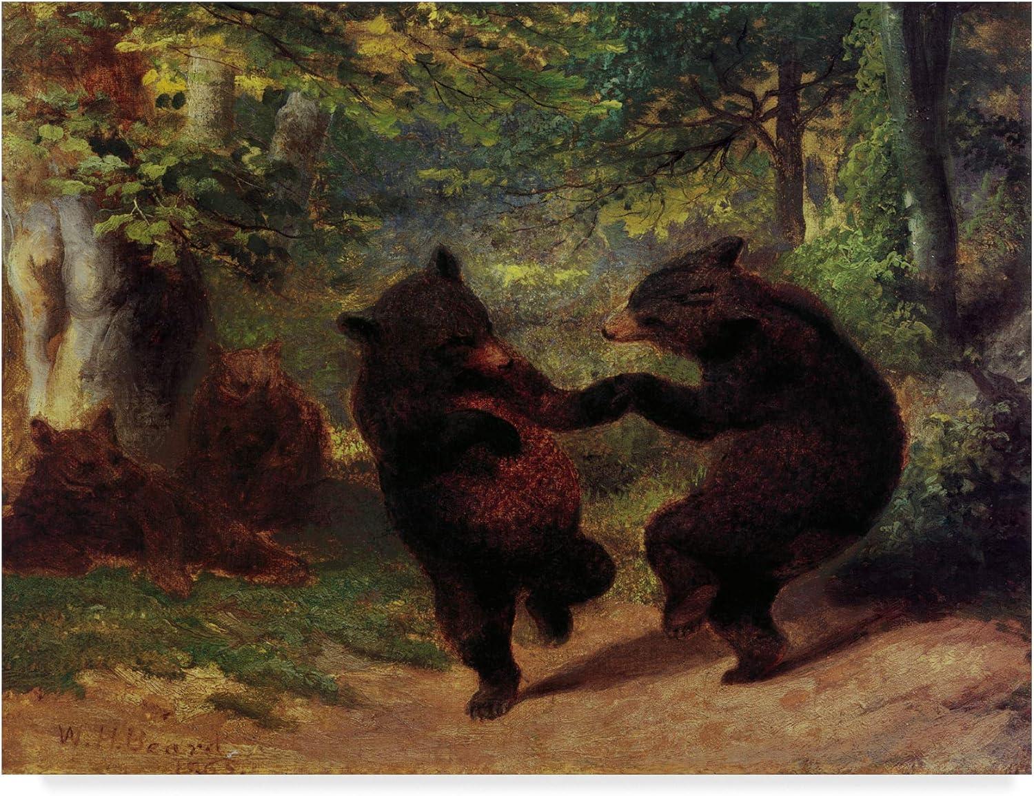 Trademark Fine Art -Masters Collection 'Dancing Bears' Canvas Art - 14''x19''